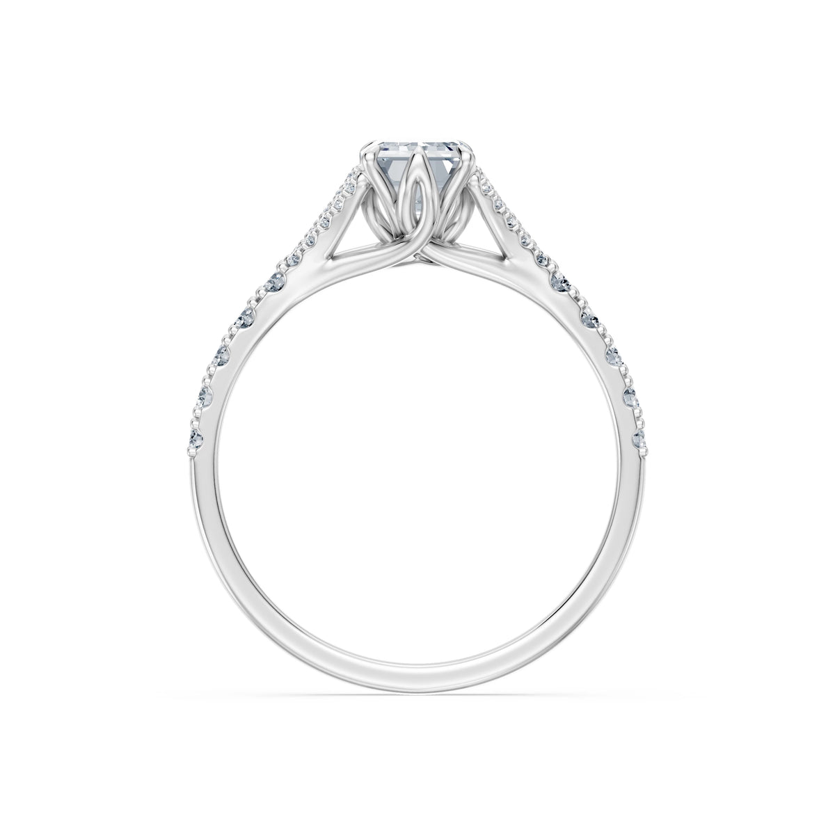 Inel de Logodnă din Aur cu Diamant Central Emerald și Diamante Laterale 1,29 CT