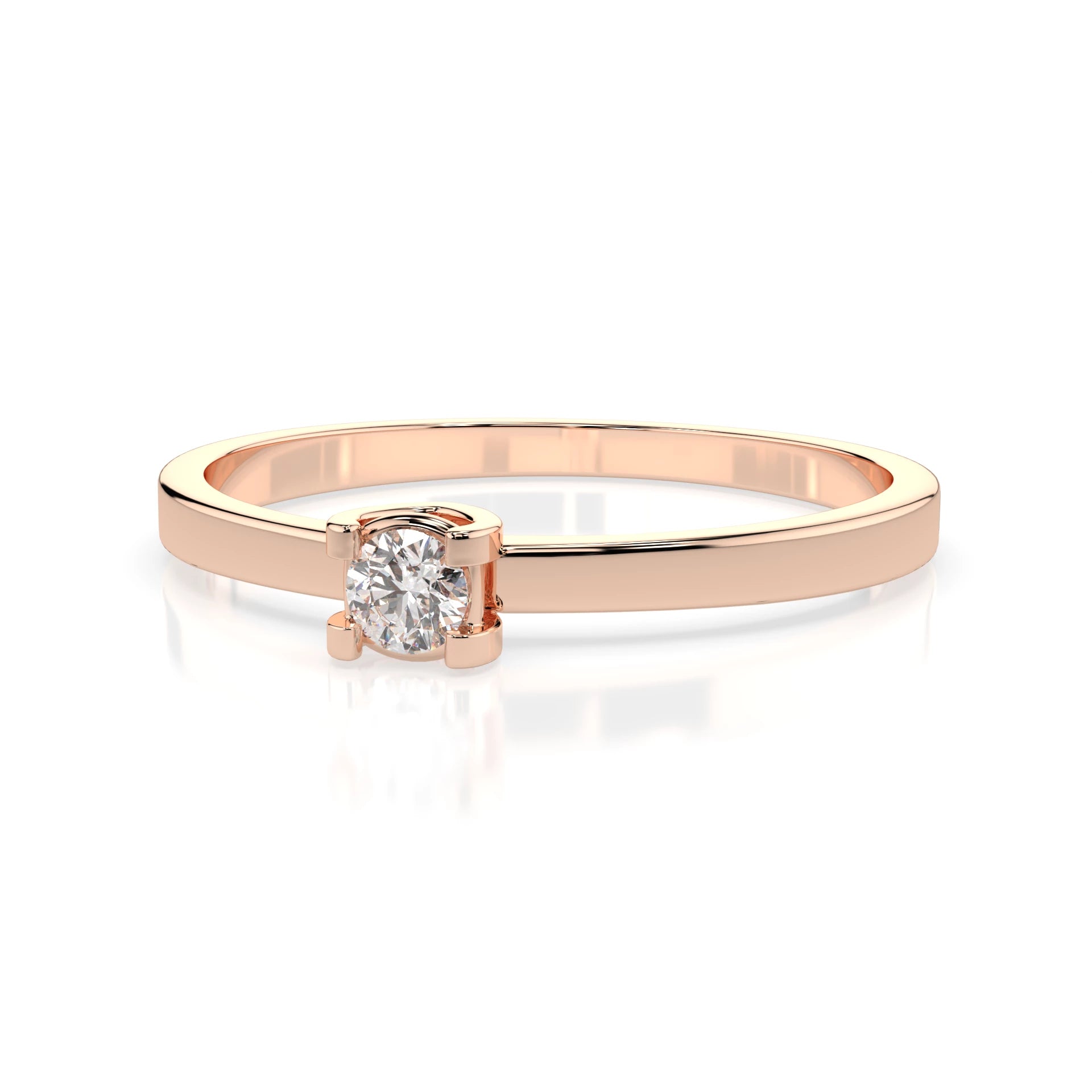 Inel de Logodnă Solitaire din Aur, Diamant Rotund Briliant 0.10 CT