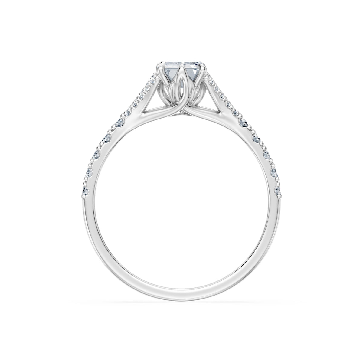 Inel de Logodnă din Aur cu Diamant Central Emerald și Diamante Laterale 1,81 CT