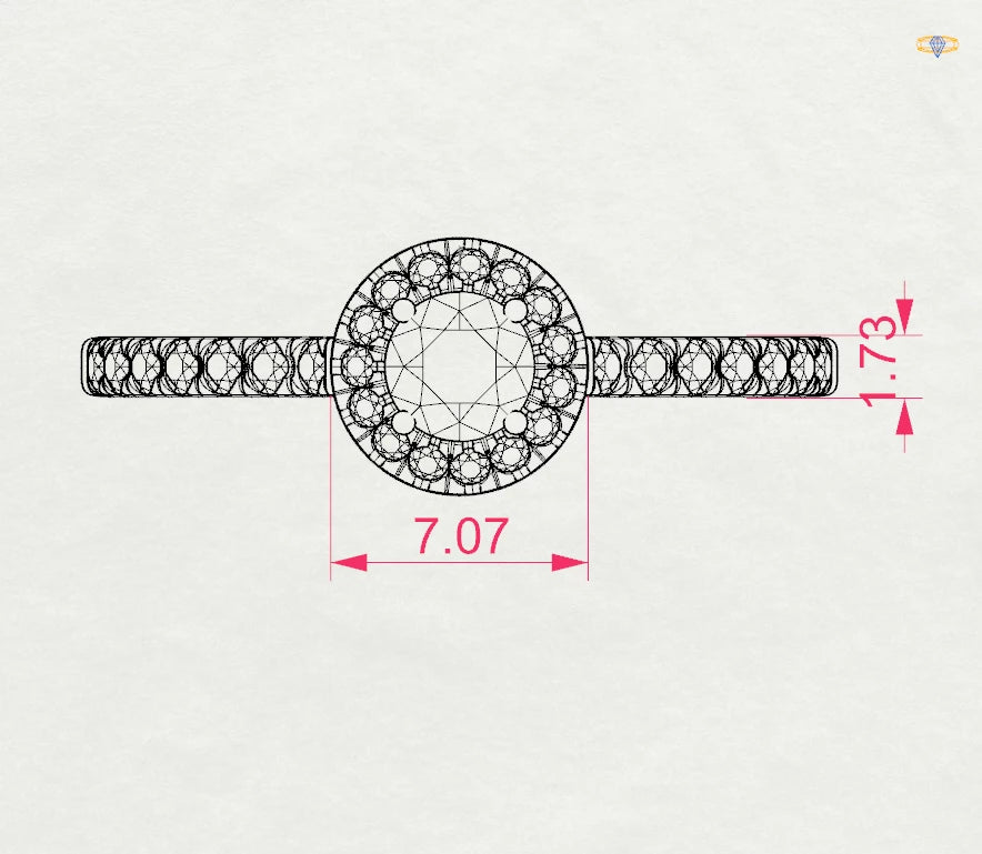Inel de Logodnă din Aur cu Diamant Central și Diamante Laterale Rotunde 0.54 CT