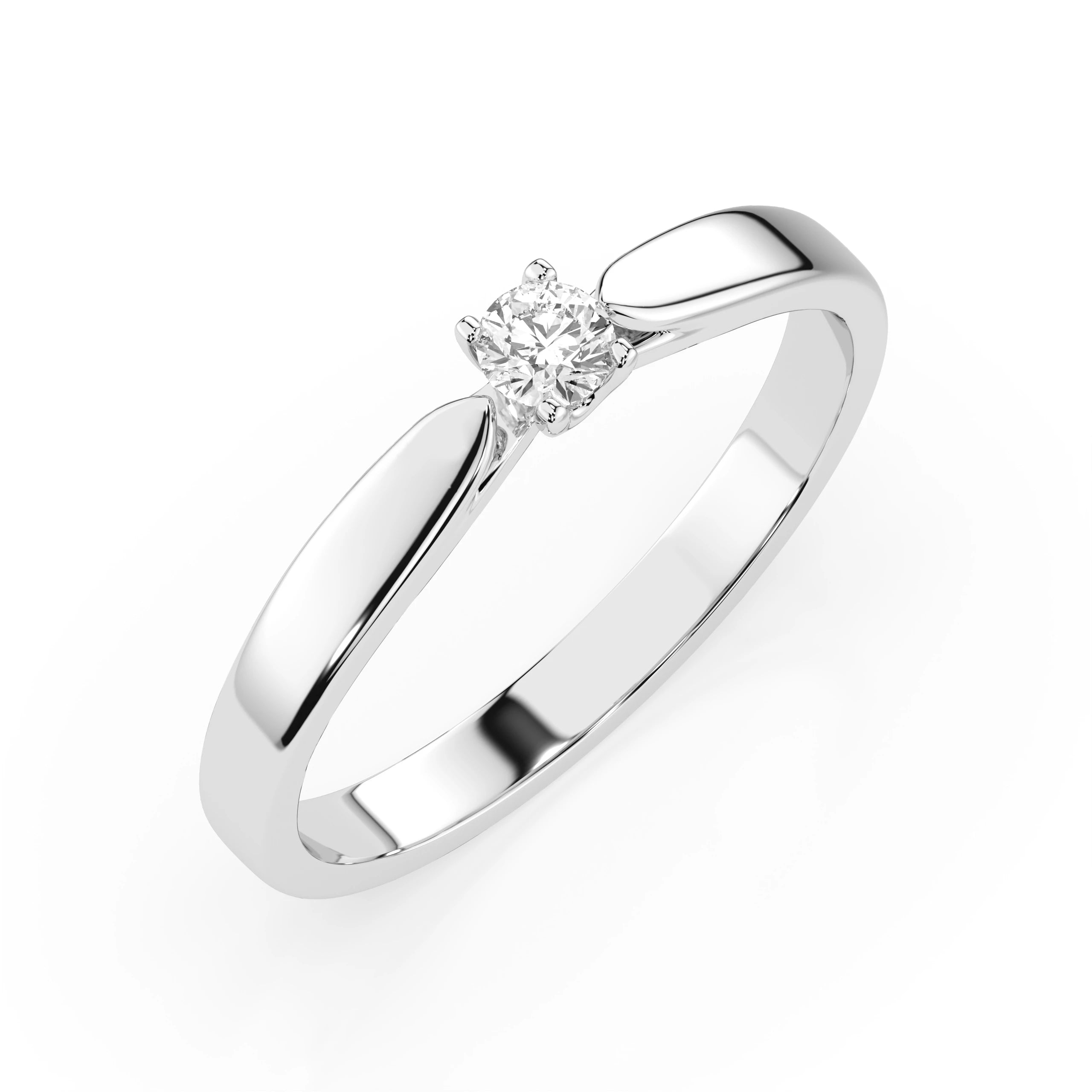 Inel de Logodnă Solitaire din Aur, Diamant Rotund Briliant 0.08 CT