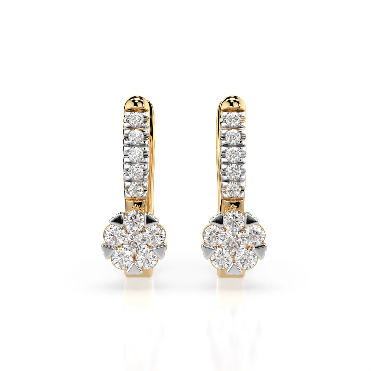 Cercei din Aur cu Diamante, Forma Rotund Briliant, 0,32 CT