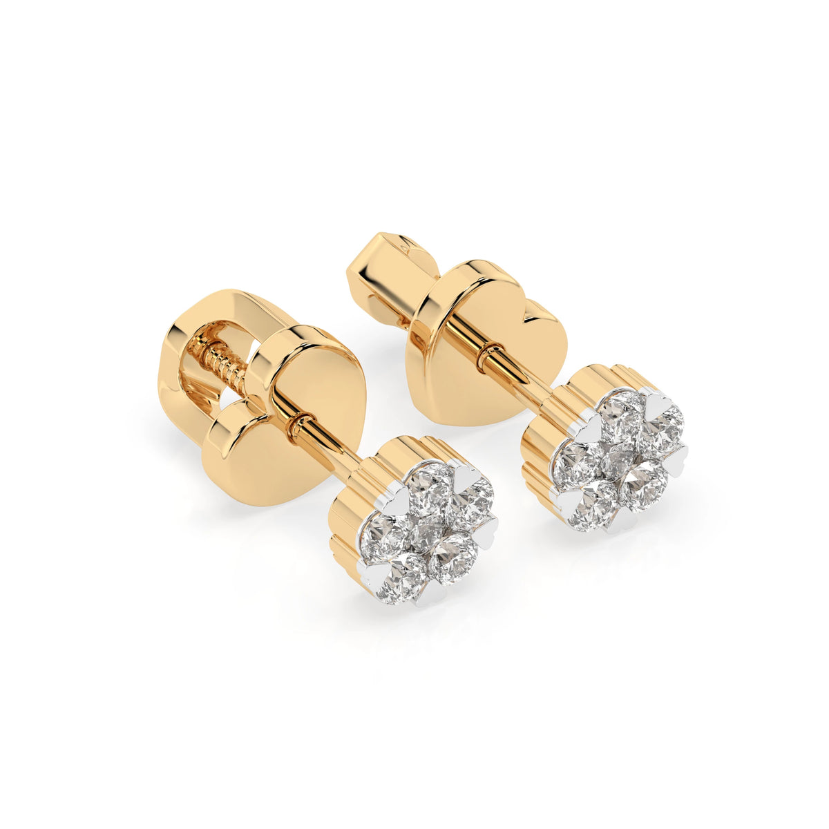 Cercei din Aur cu Diamante, Forma Rotund Briliant, 0,24 CT