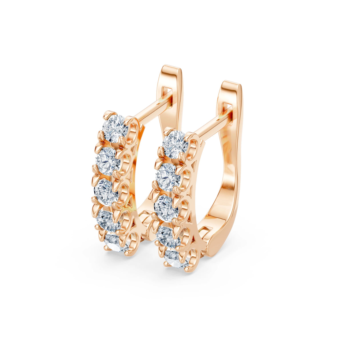 Cercei din Aur cu Diamante, Forma Rotund Briliant, 0,60 CT