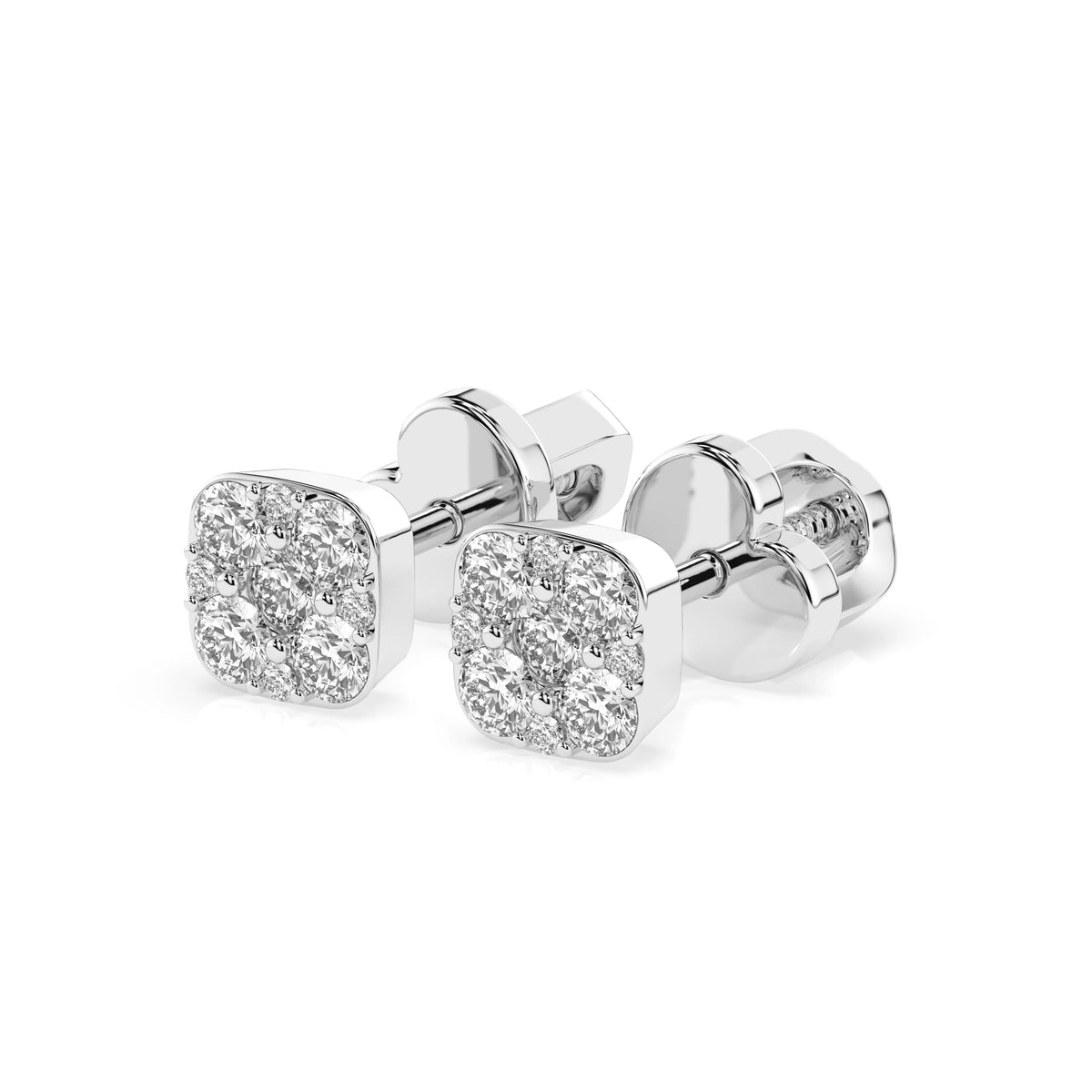 Cercei din Aur cu Diamante, Forma Rotund Briliant, 0,38 CT
