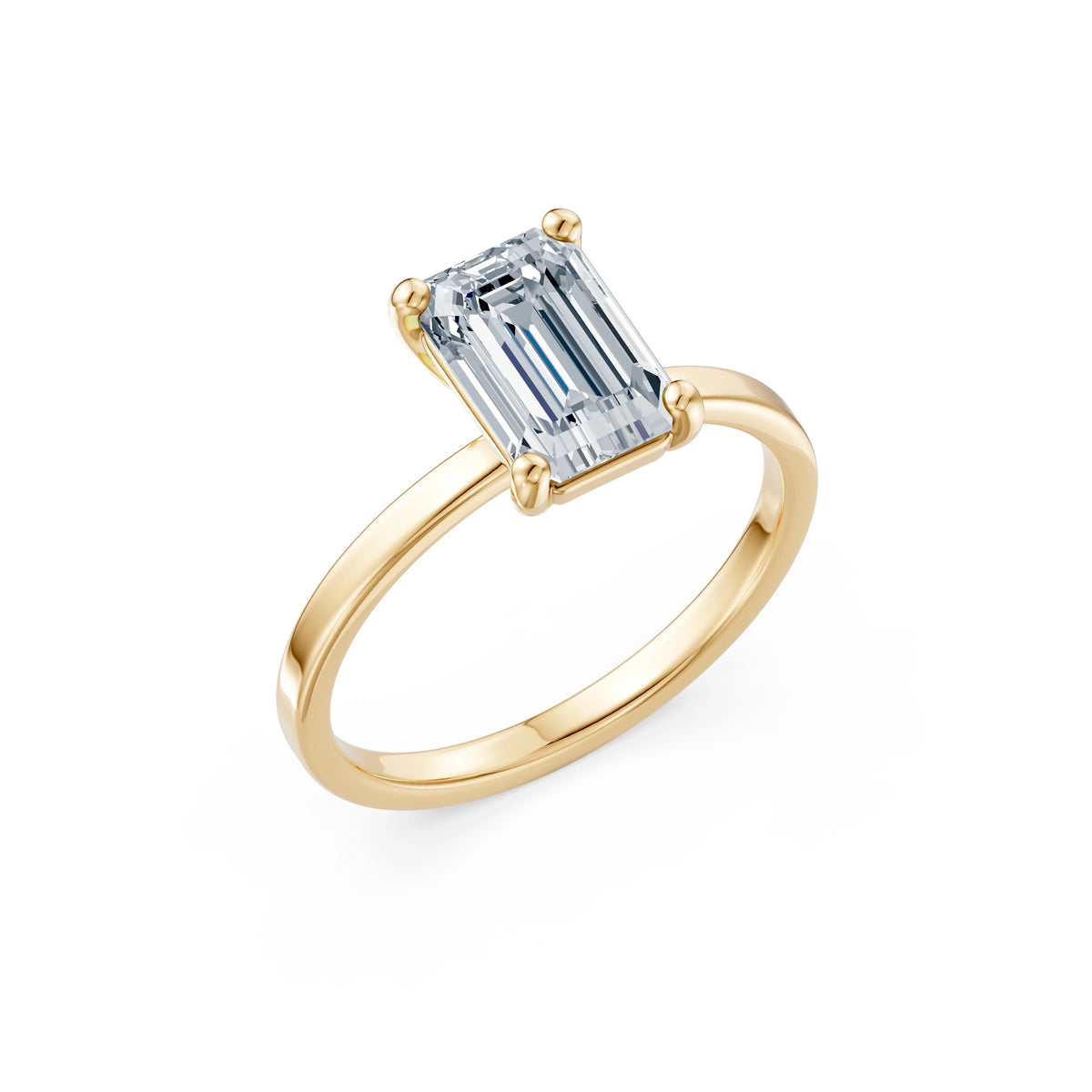 Inel de Logodnă Solitaire din Aur, Diamant Emerald 2,00 CT