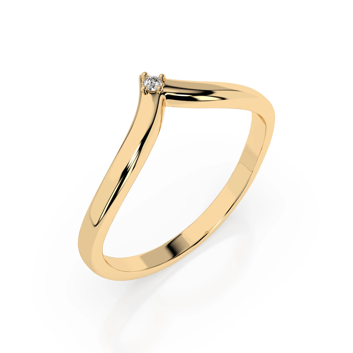 Inel din Aur cu Diamant, Forma Rotund Briliant, 0,01 CT