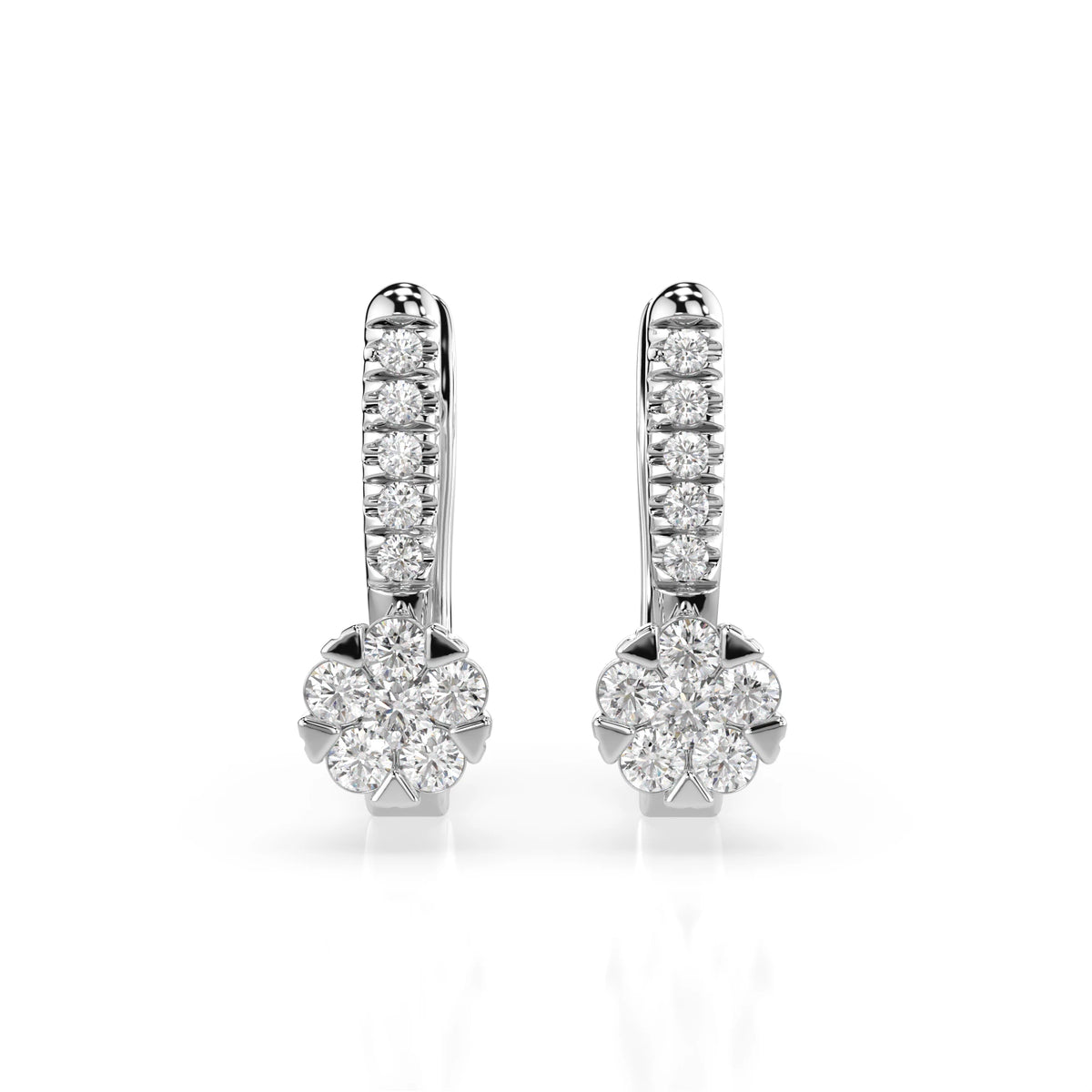 Cercei din Aur cu Diamante, Forma Rotund Briliant, 0,32 CT