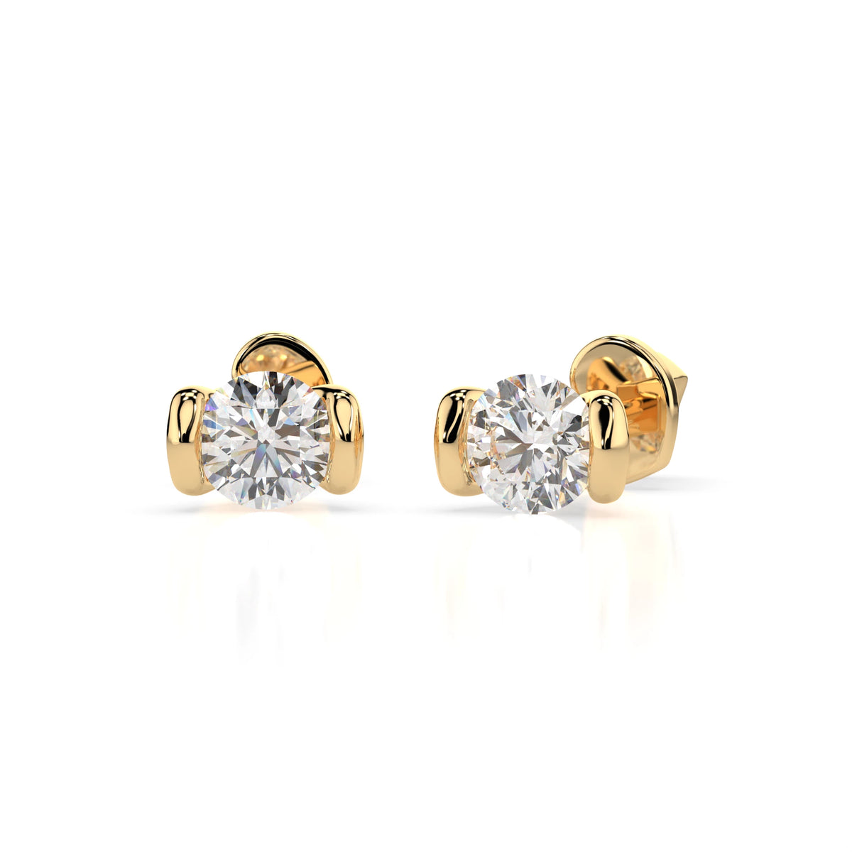 Cercei din Aur cu Diamante, Forma Rotund Briliant, 0,60 CT