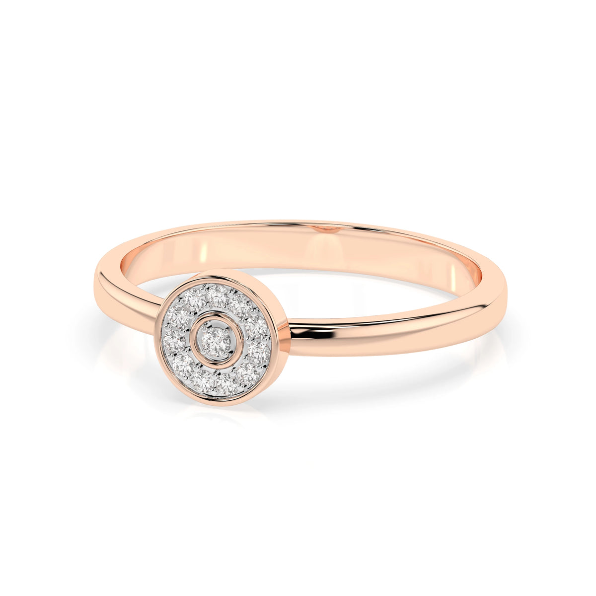 Inel din Aur cu Diamante, Forma Rotund Briliant, 0,08 CT