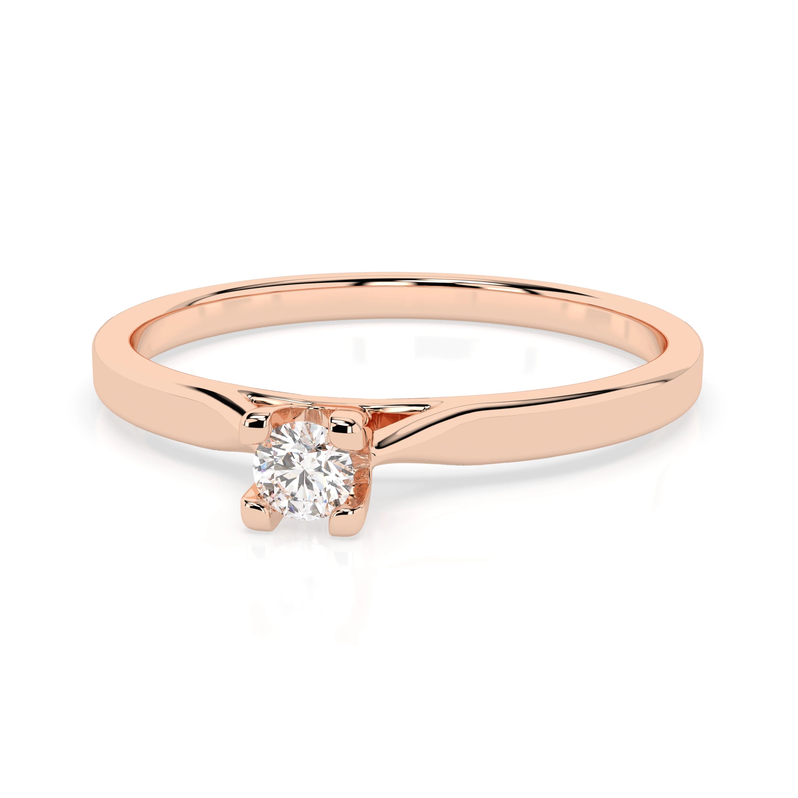 Inel de Logodnă Solitaire din Aur, Diamant Rotund Briliant 0.06 CT