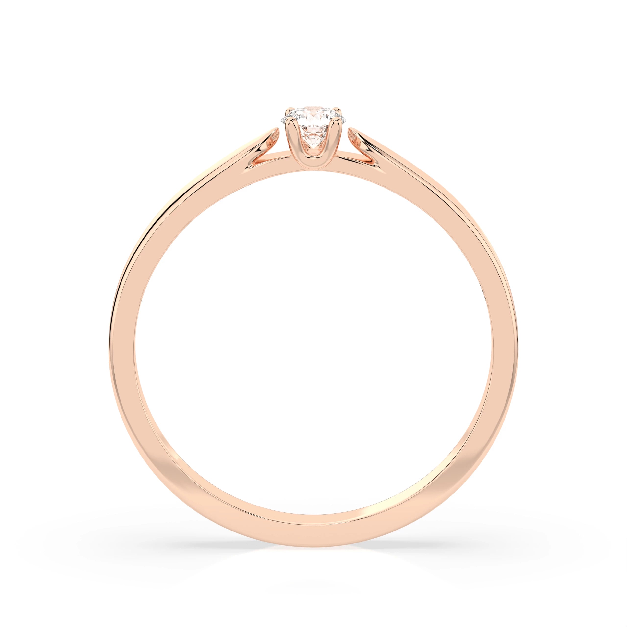 Inel de Logodnă Solitaire din Aur, Diamant Rotund Briliant 0.08 CT