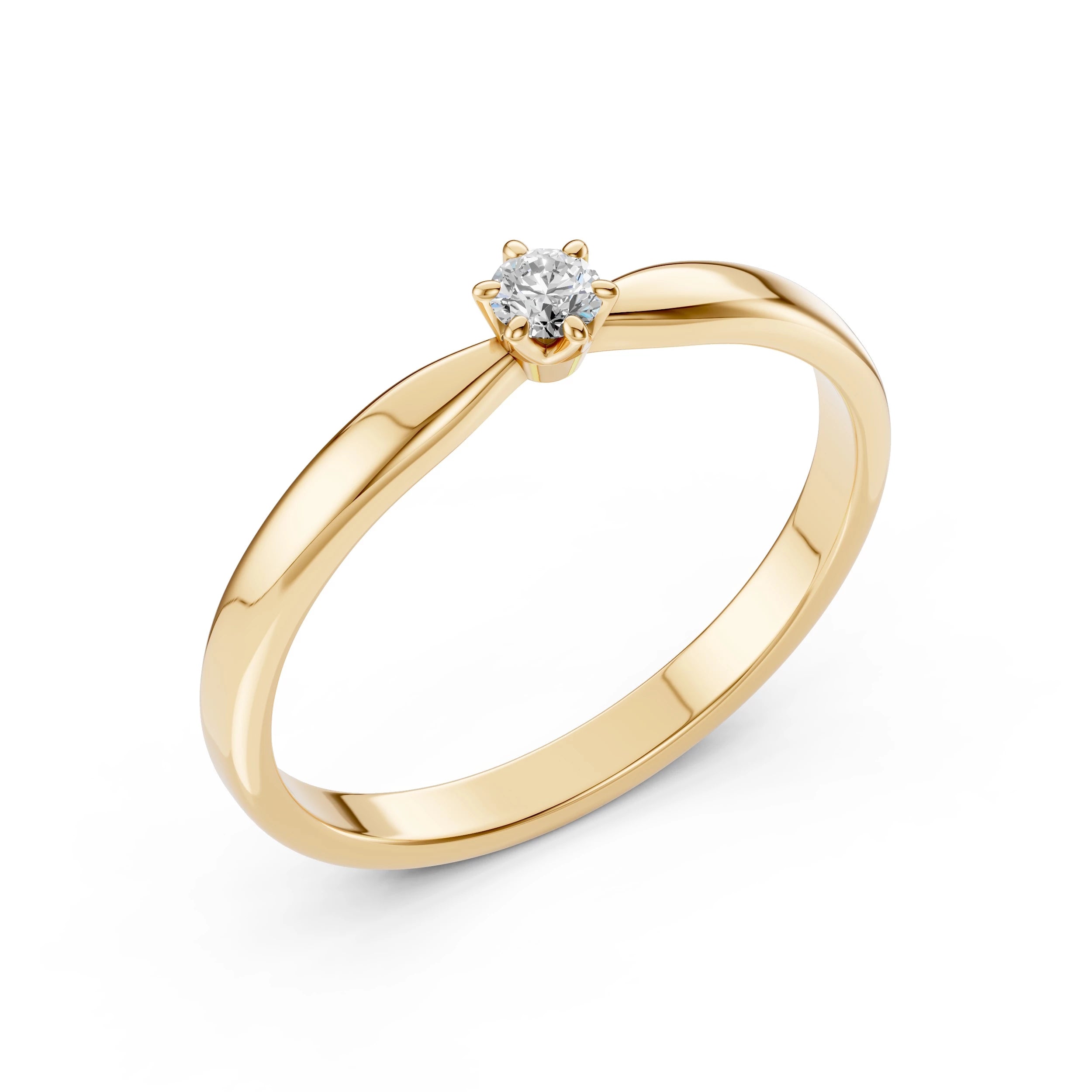 Inel de Logodnă Solitaire din Aur, Diamant Rotund Briliant 0.10 CT