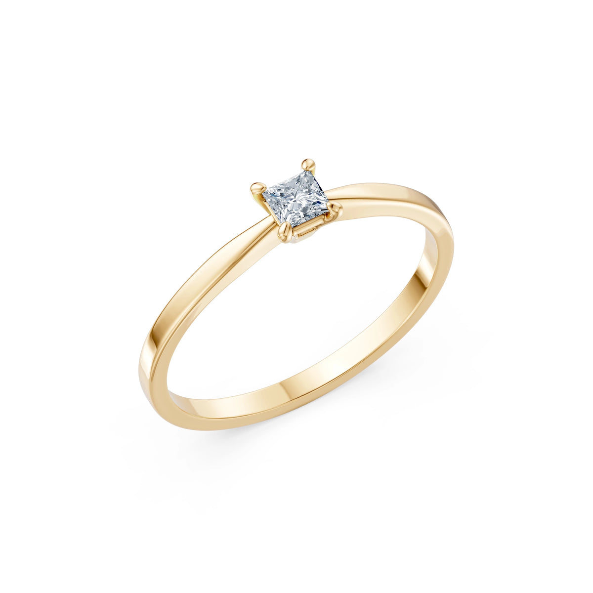 Inel de Logodnă Solitaire din Aur, Diamant Princess 0,17 CT