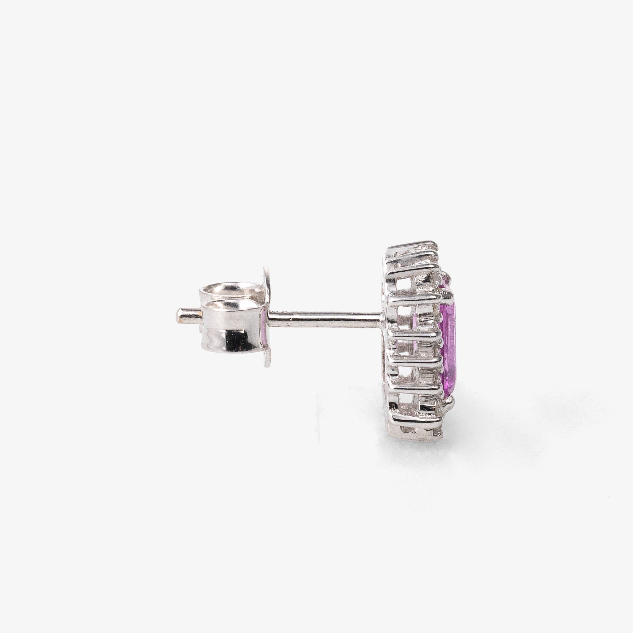 Cercei aur 18k cu safire roz 1.30 ct si diamante