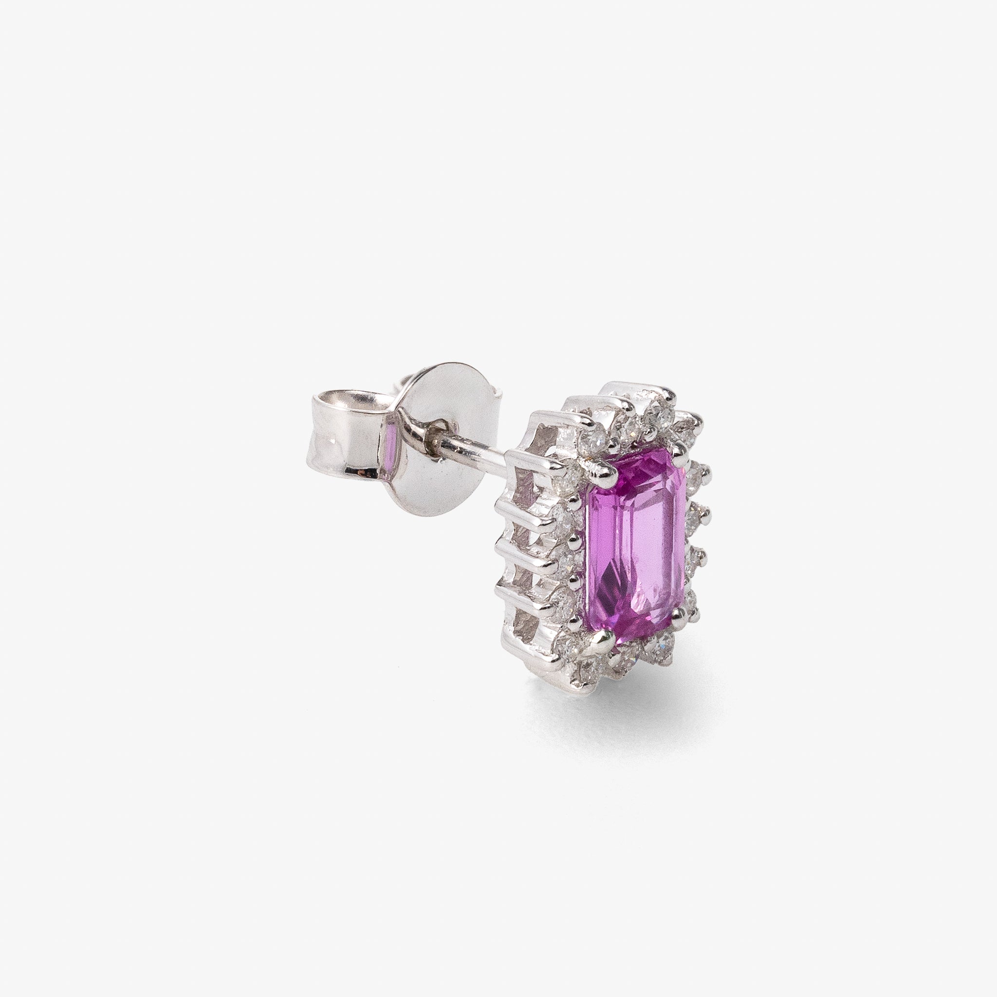 Cercei aur 18k cu safire roz 1.30 ct si diamante
