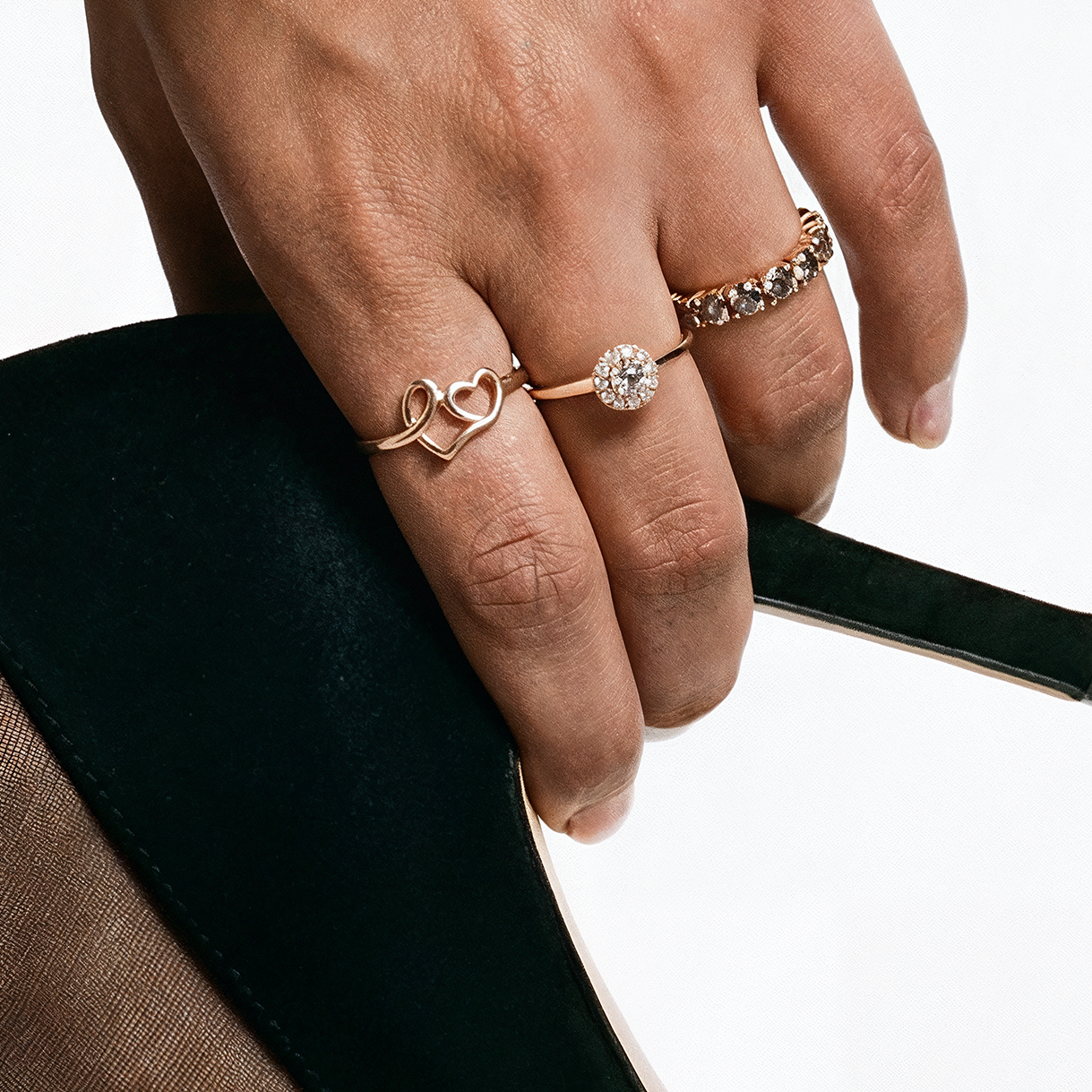 Inel aur 18k double face cu diamante 0.11ct