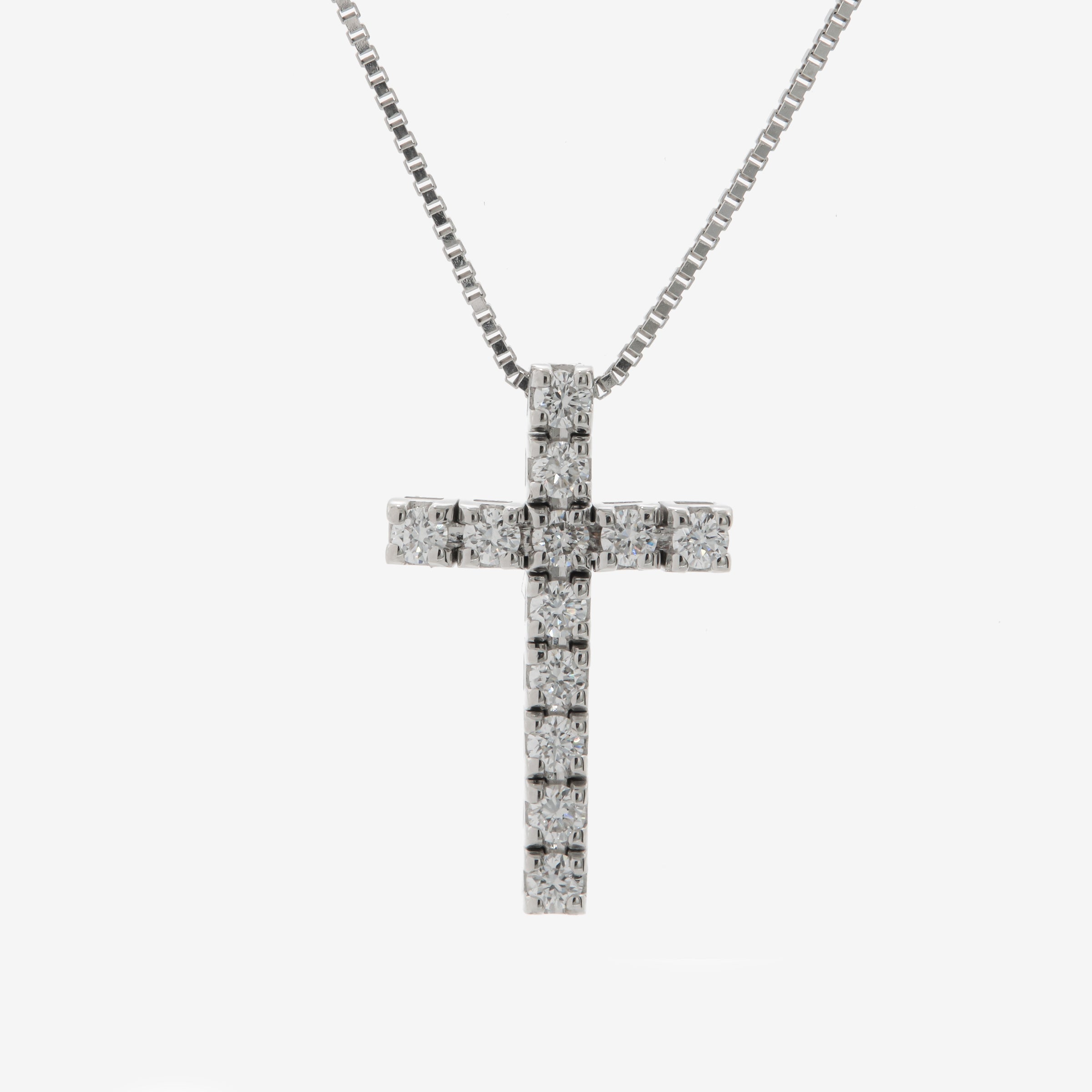 Colier cruce aur 18k cu diamante 0.20ct