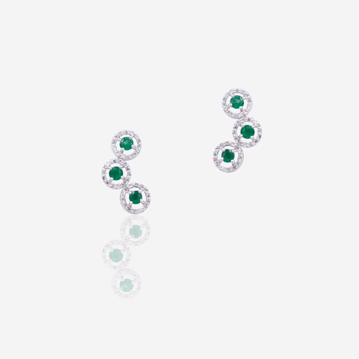 Trio earrings with Emeralds and Diamonds
