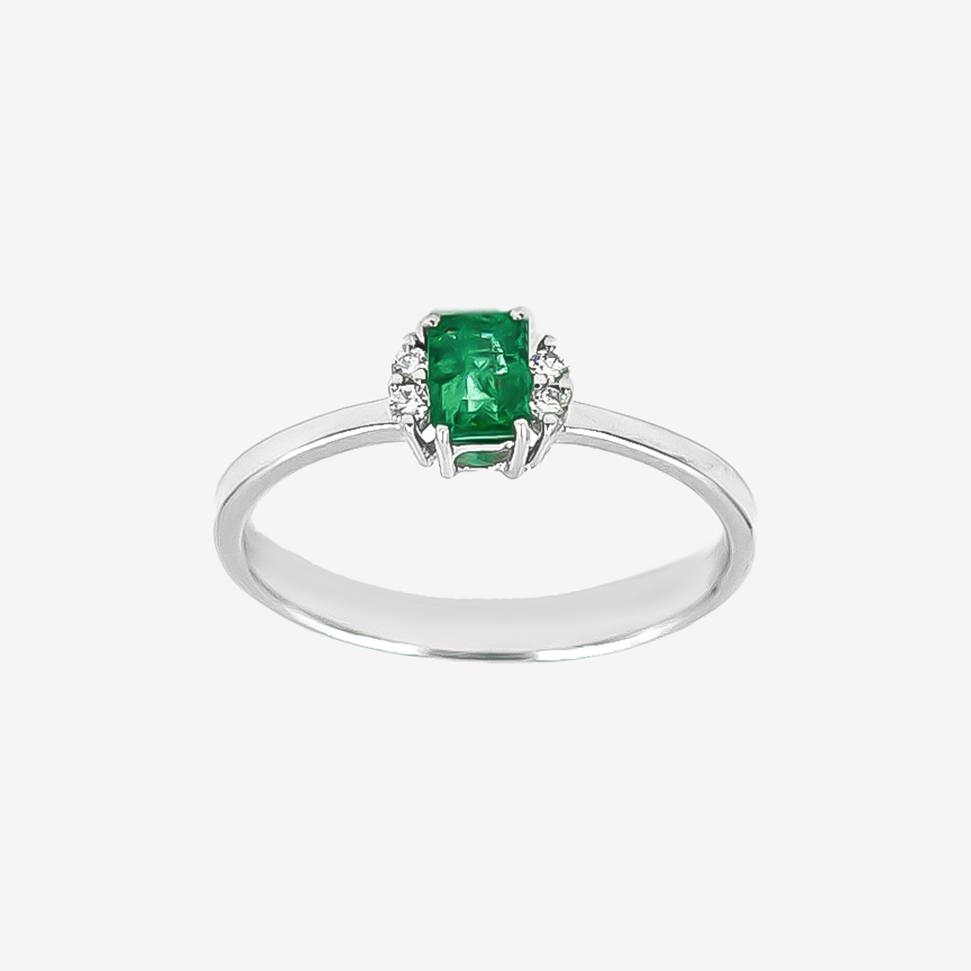 Serenade Ring with Emerald and Diamonds