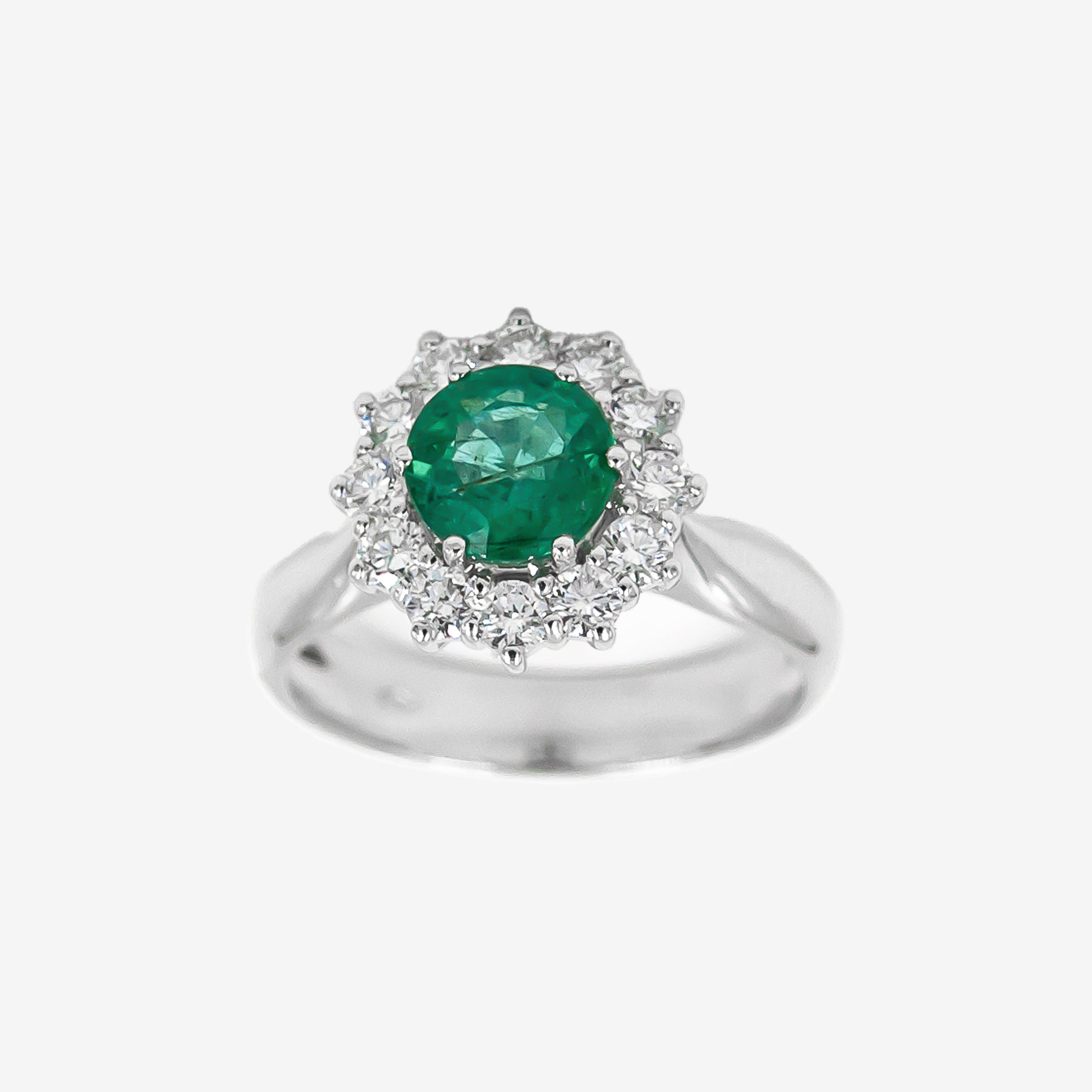 Sole Ring with Emerald and Diamonds