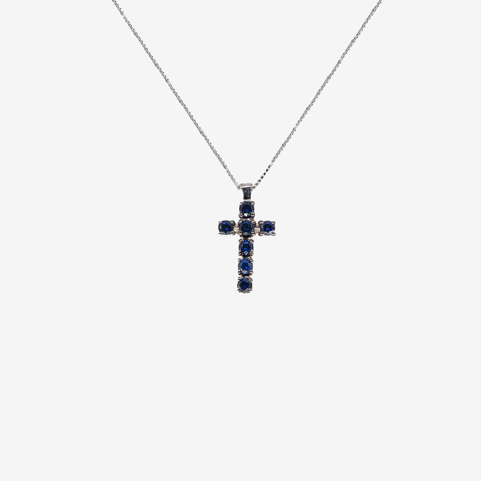Colier cruce aur 18k cu safire 0.38 ct