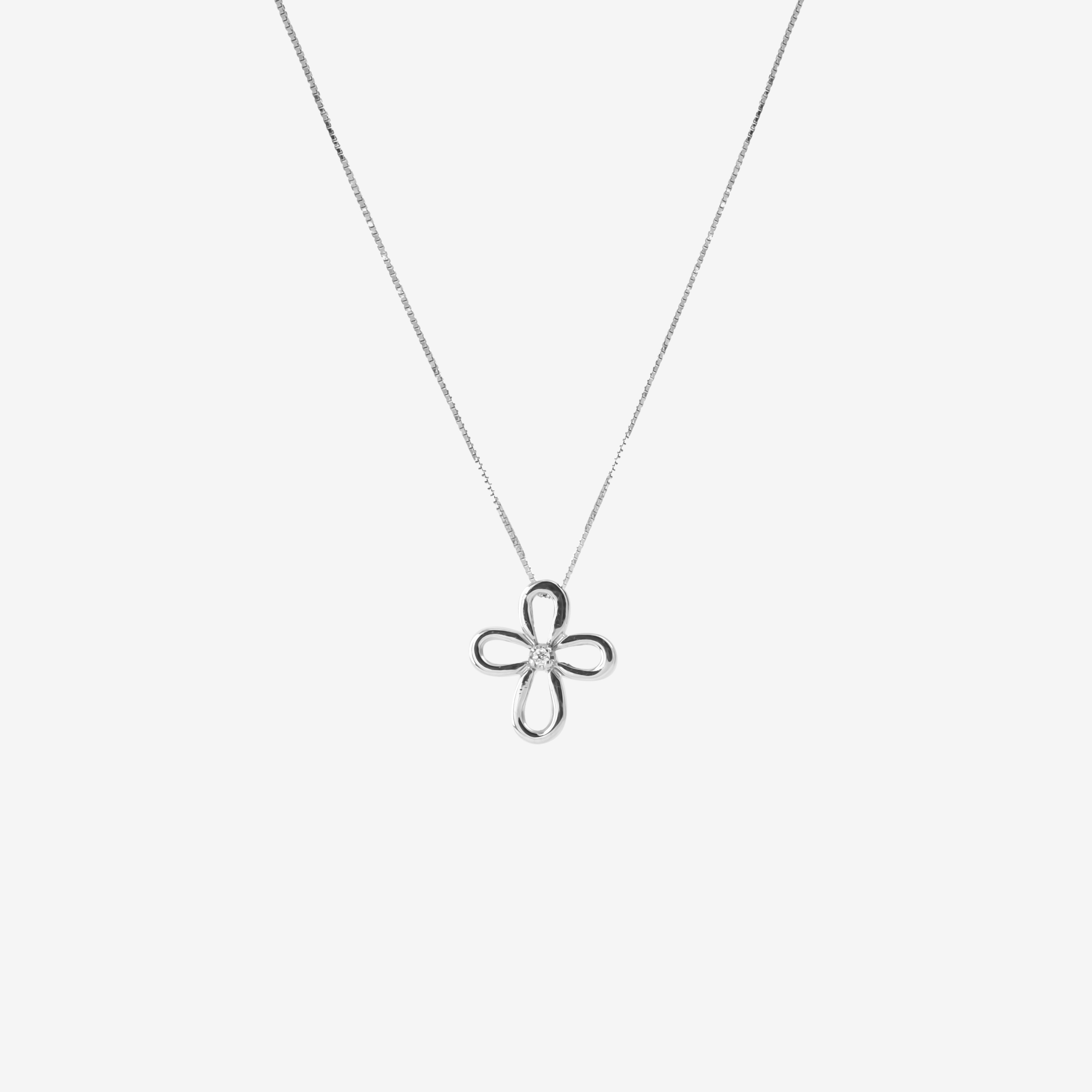 Colier empty cross cu diamant