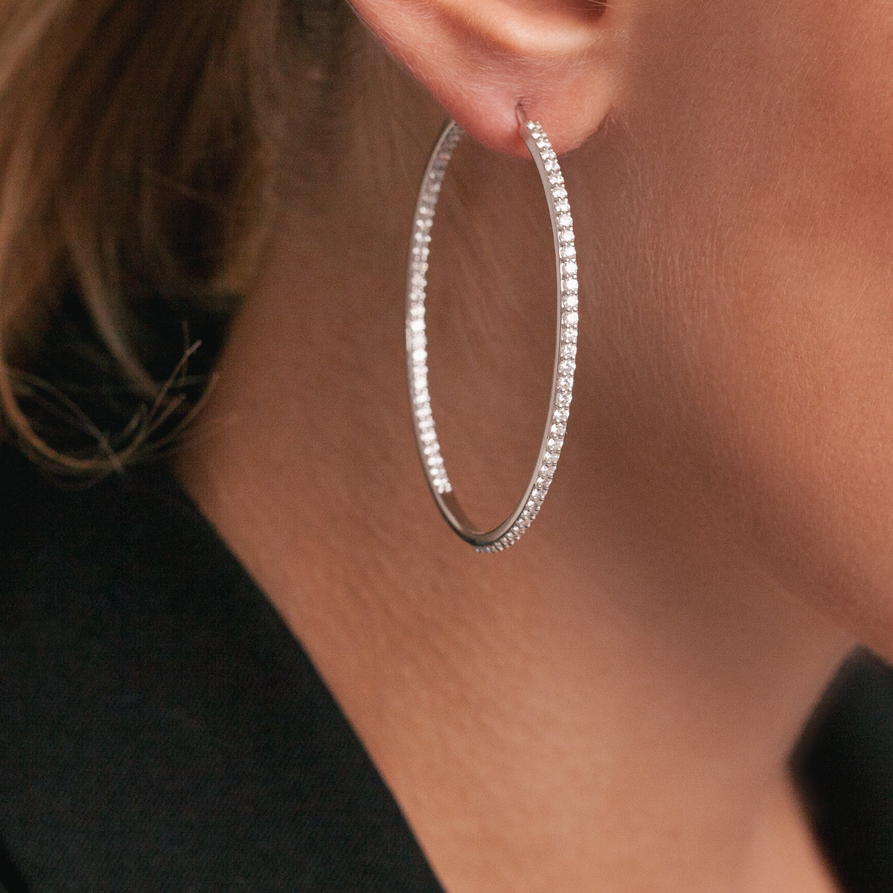 Diamond Hoops Earrings-Comercianti De Diamante