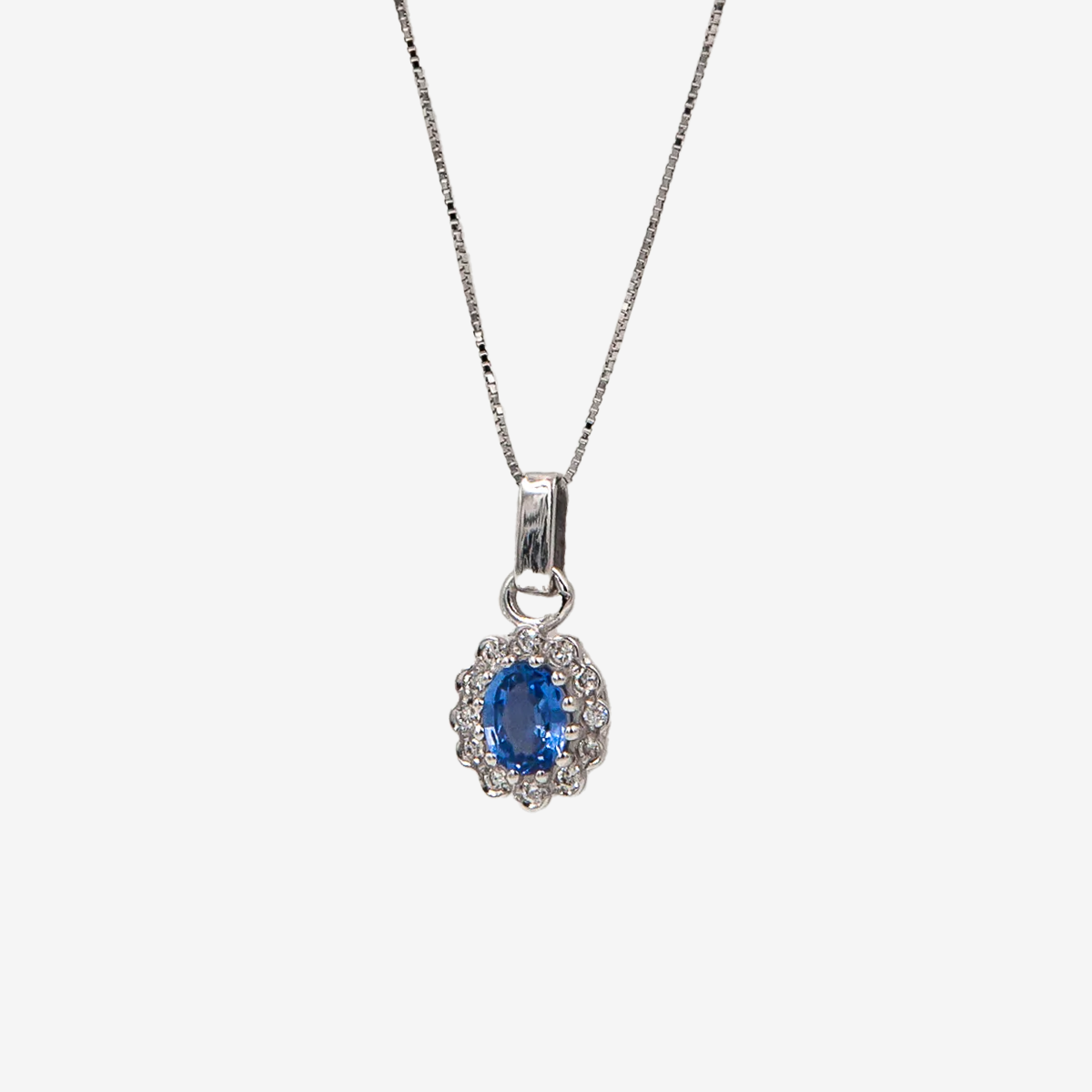Colier Sapphire Flowers cu Diamante si Safir