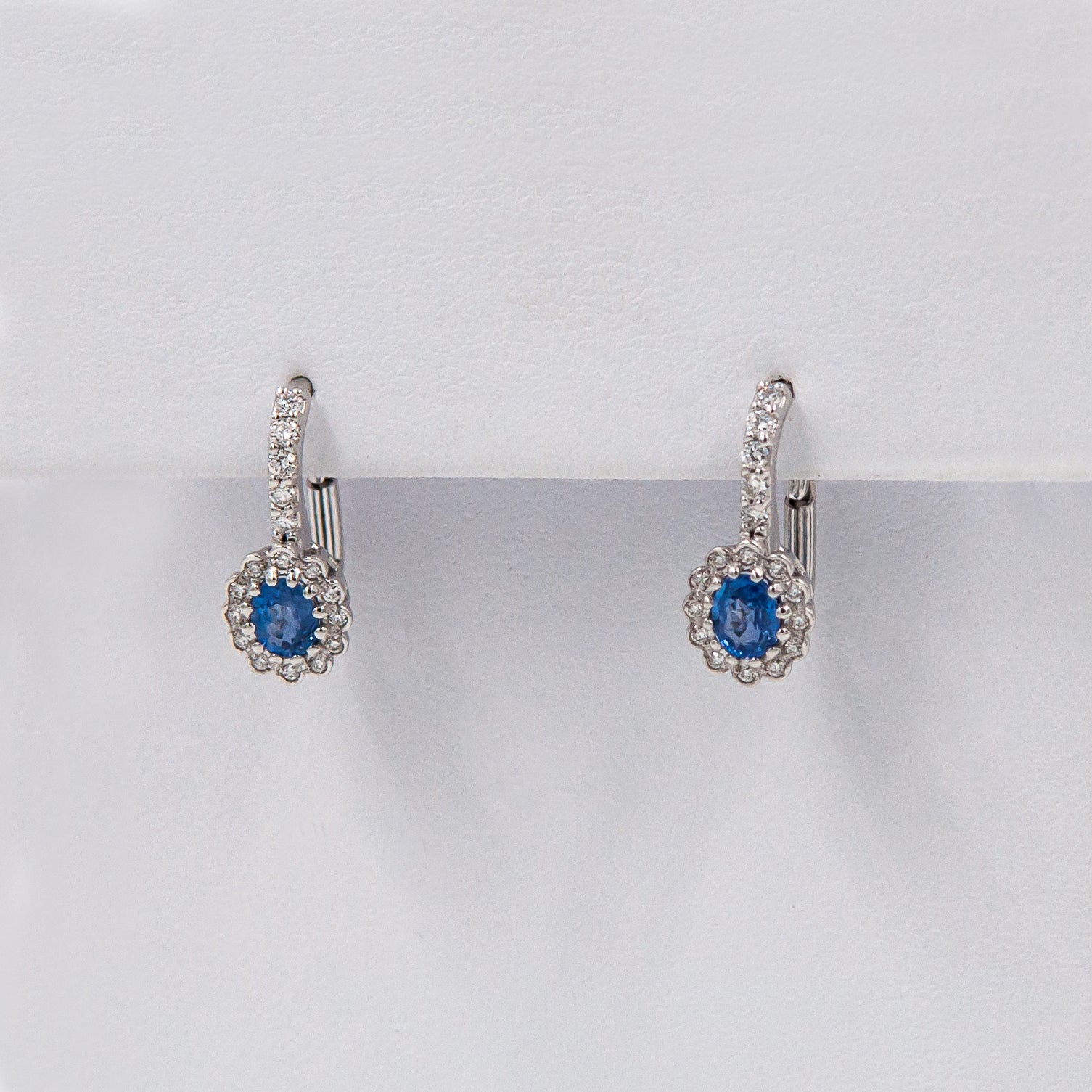 Cercei aur 18k cu safire 0.97 ct si diamante 0.33 ct