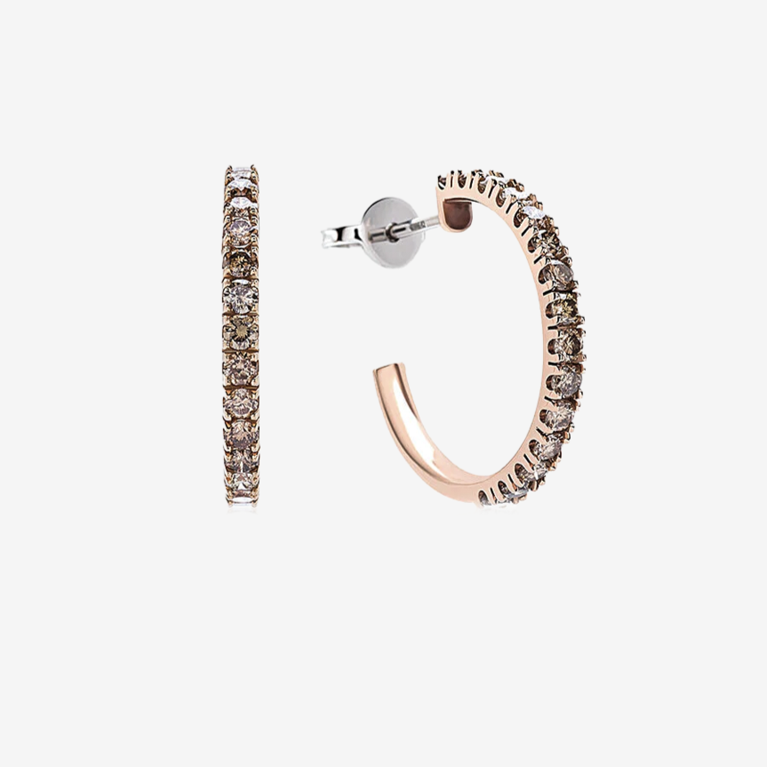 Brown Diamonds Small Hoops Earrings