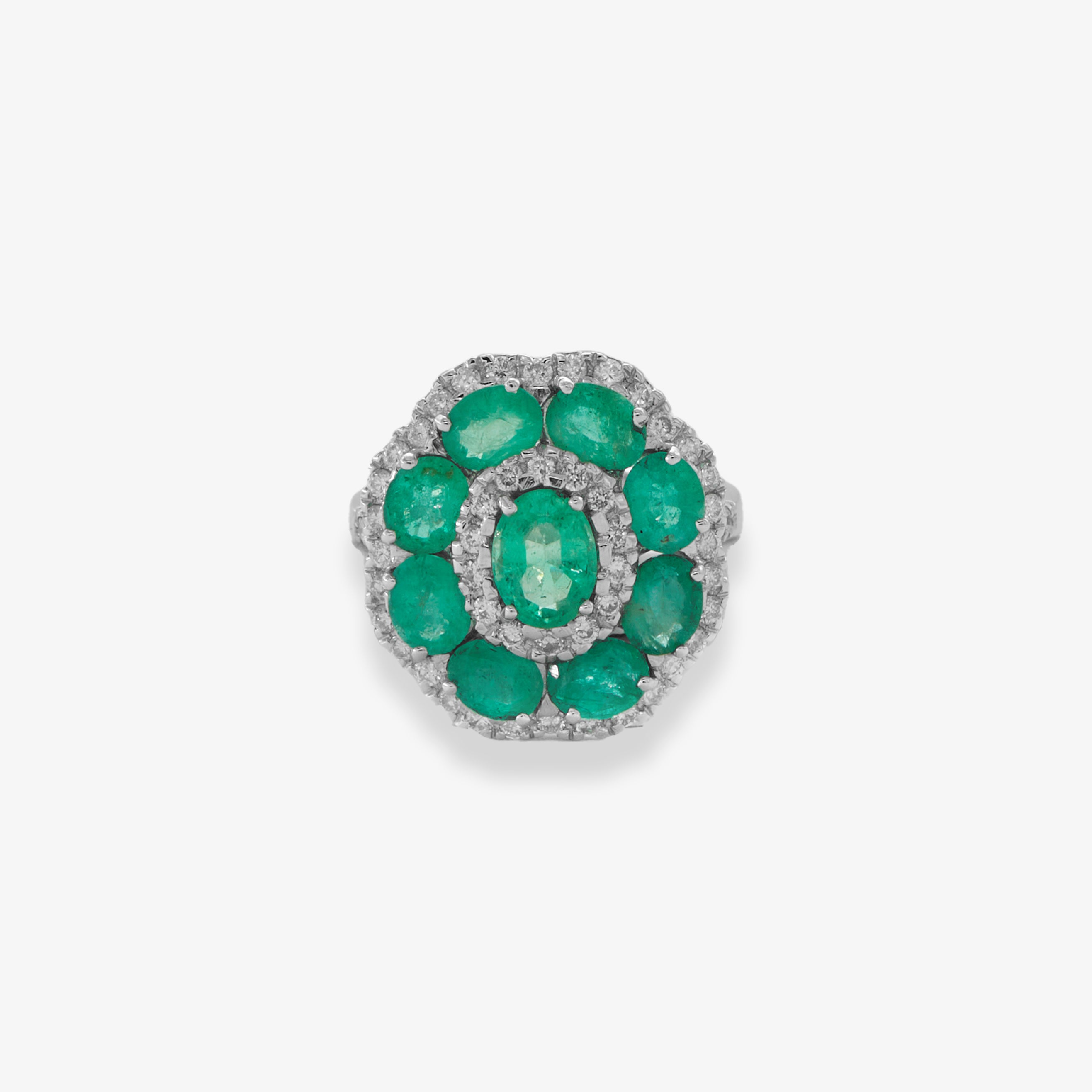 LINETTE RING WITH EMERALDS AND DIAMONDS