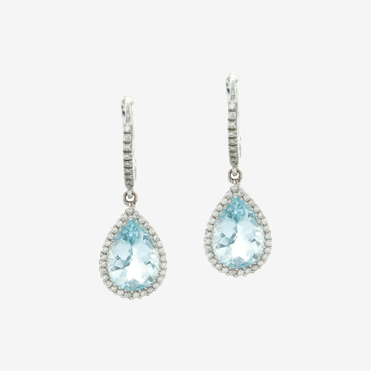 Cercei aur 18k cu aquamarine si diamante