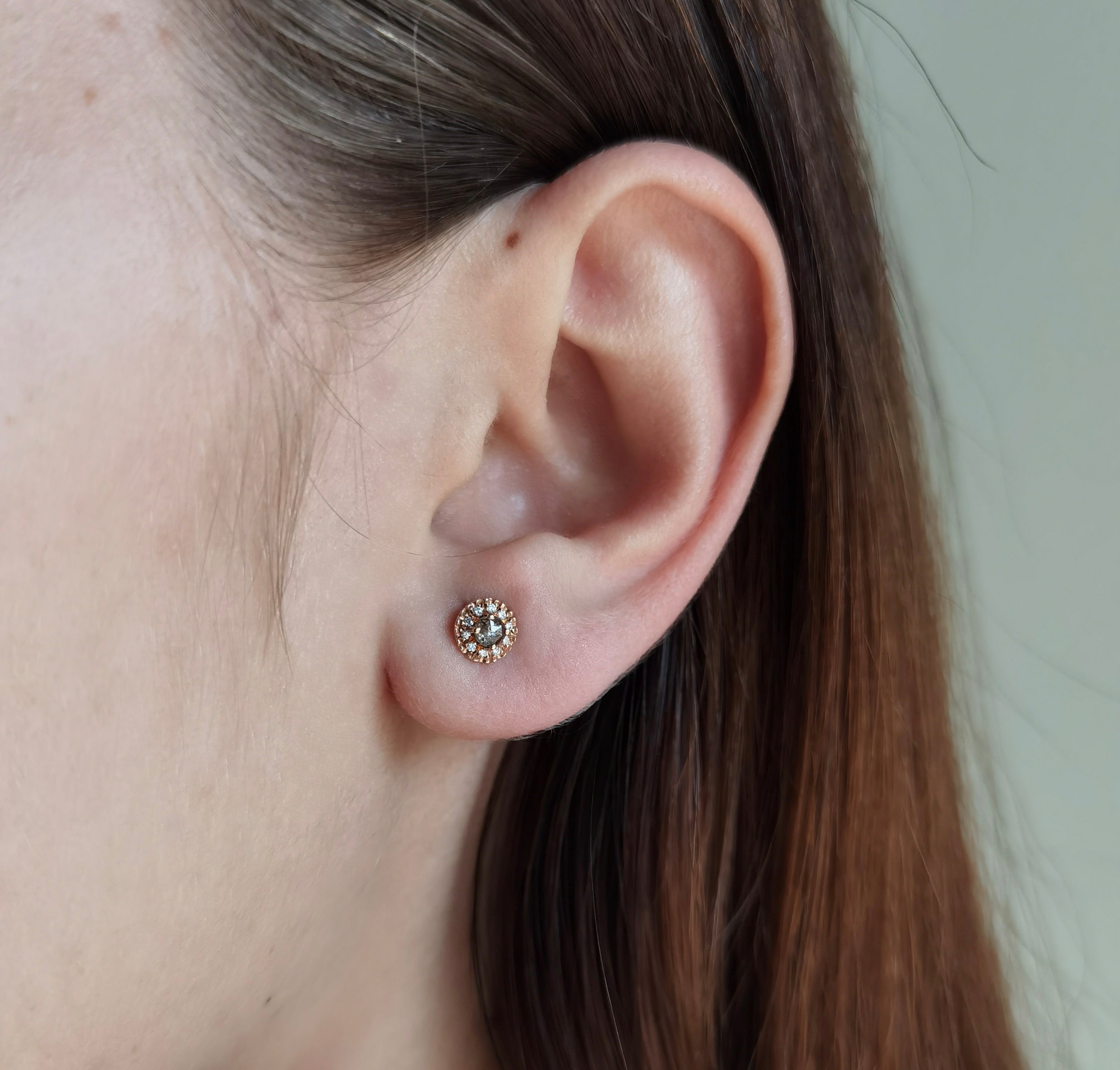 Brown Dome Diamond Earrings