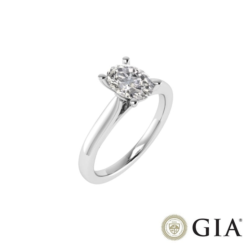 Inel logodna din aur 18K, diamant oval 0.50 ct - certificat GIA