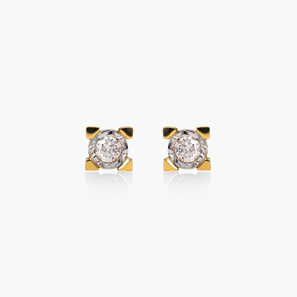 Cercei aur galben 18 k cu diamante