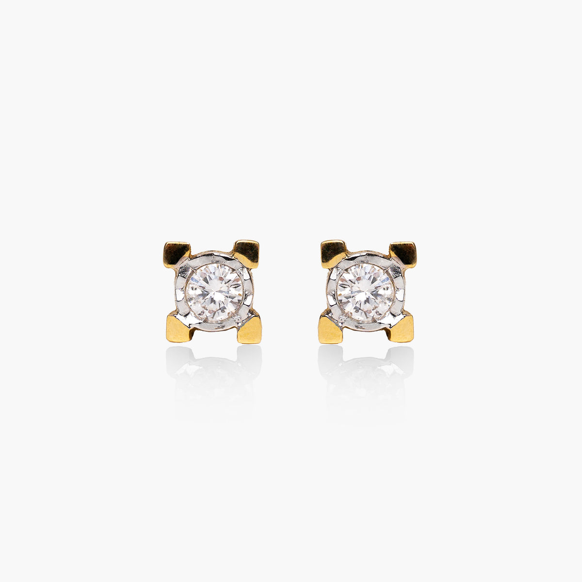 Cercei aur galben 18 k cu diamante