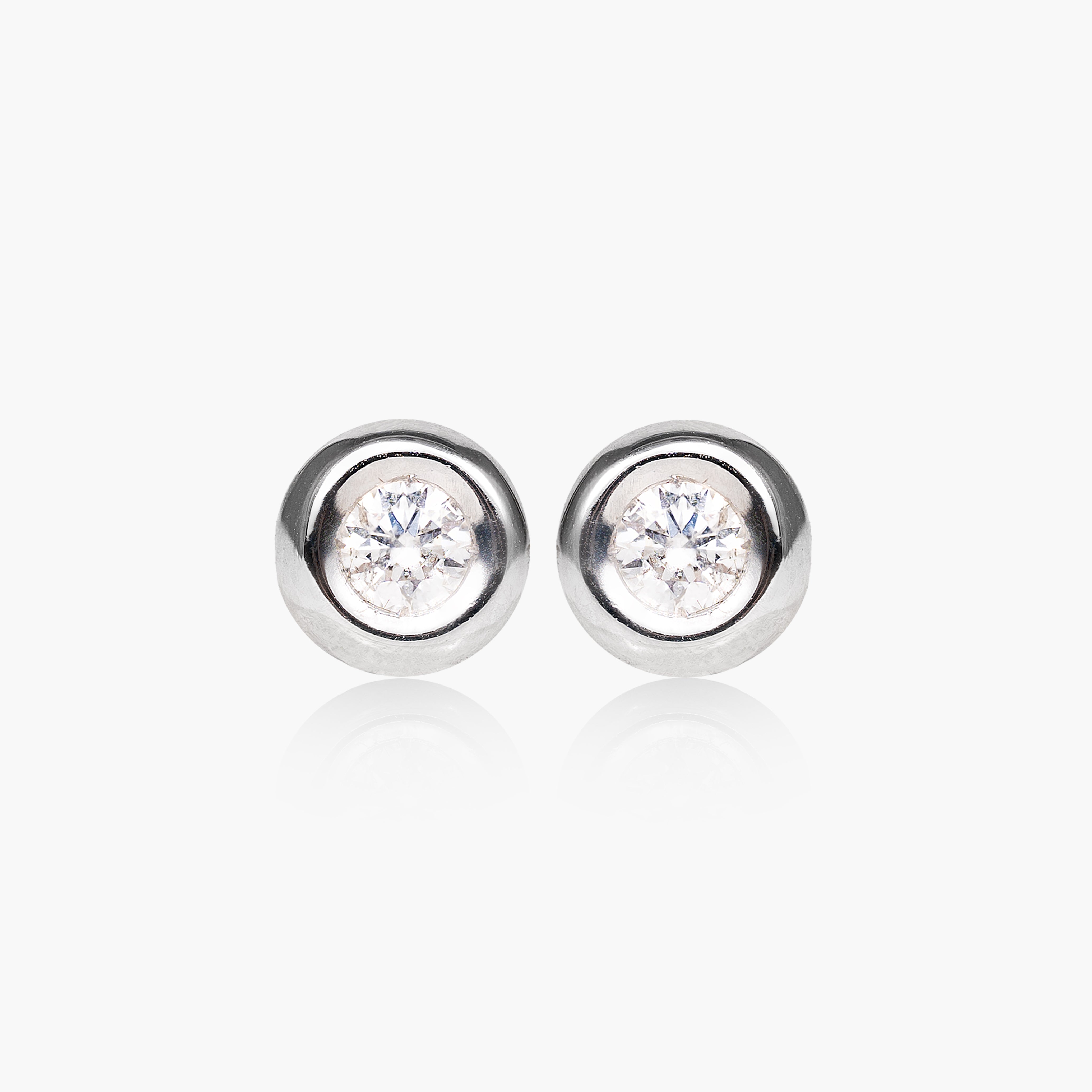 Cercei aur alb 18k cu diamante