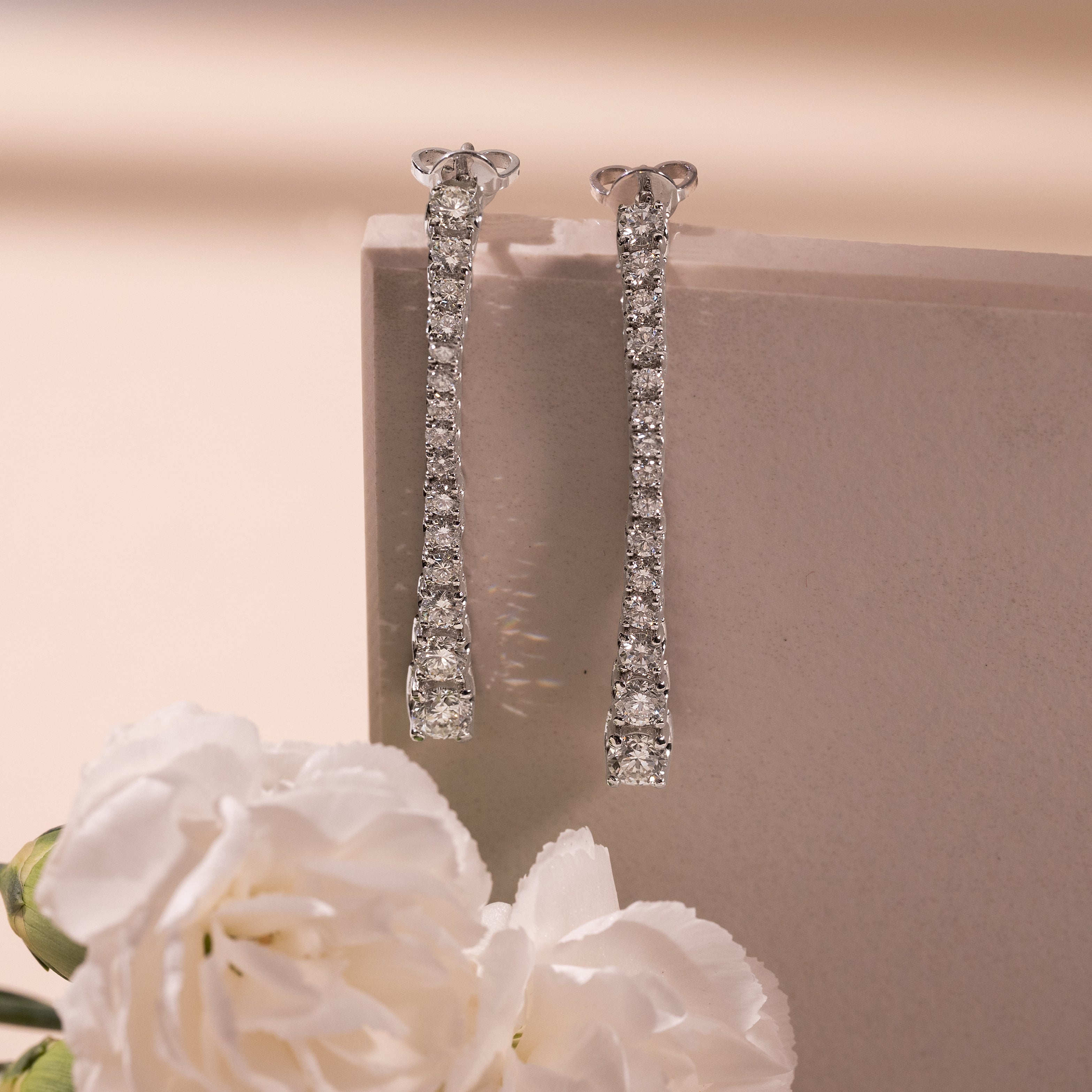 Cercei tennis aur 18k cu diamante 2.20ct