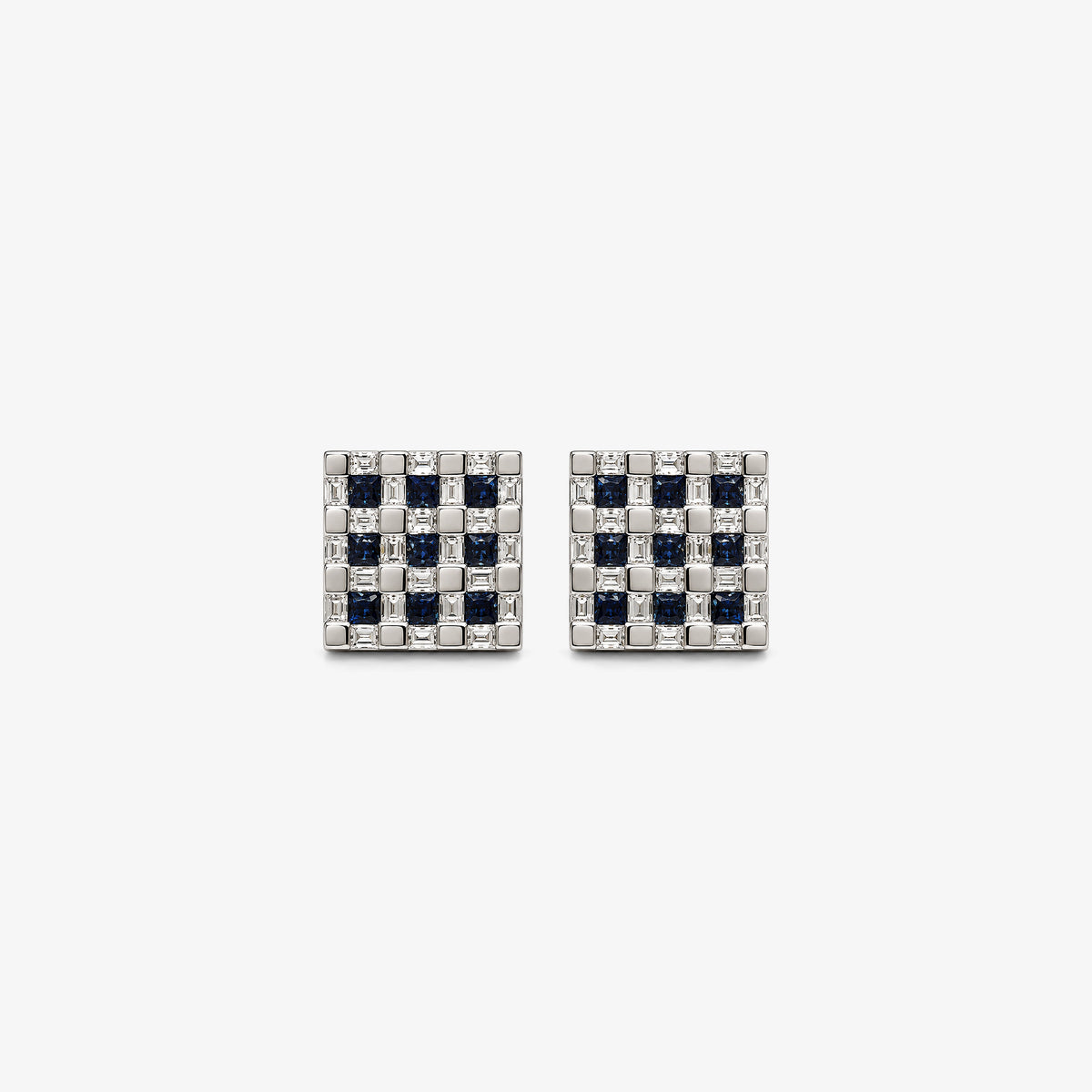 Cercei stud din aur alb 18K cu safire 0,54 ct și diamante 0,43 ct – 103872