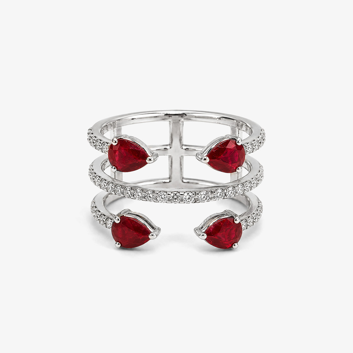 Inel din aur 18K cu rubine și diamante (0,38 + 1,51 ct)