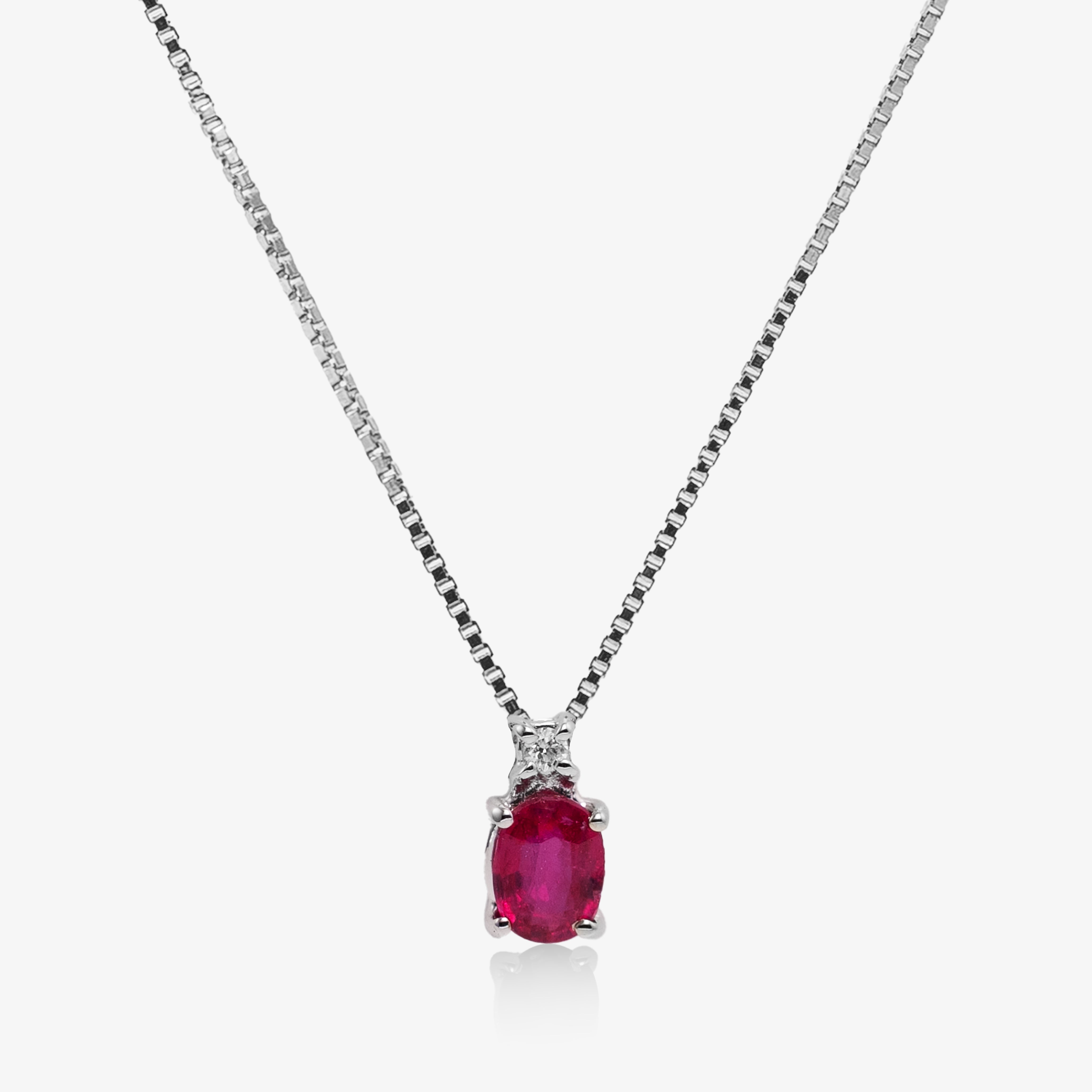 Colier aur 18k cu rubin 0.43 ct si diamante