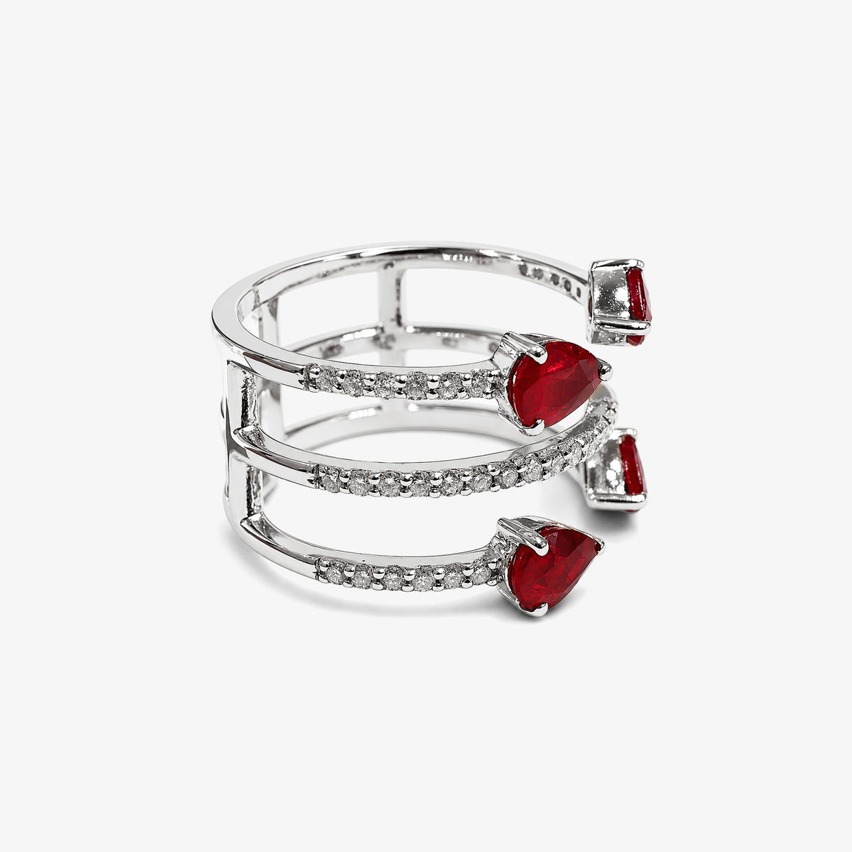 Inel din aur 18K cu rubine și diamante (0,38 + 1,51 ct)