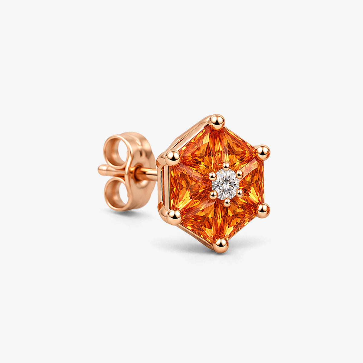 Cercei stud din aur rose 18K cu safire 1,60 ct și diamante 0,04 ct – 134758