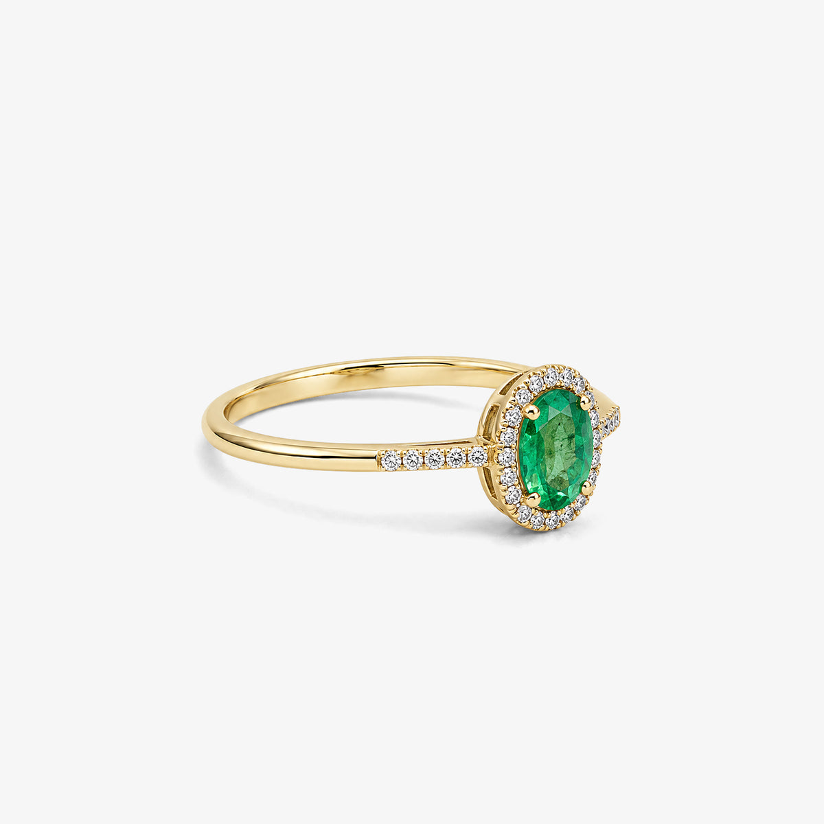 Inel din aur 18K cu smaralde și diamante (0,1 + 0,43 ct)