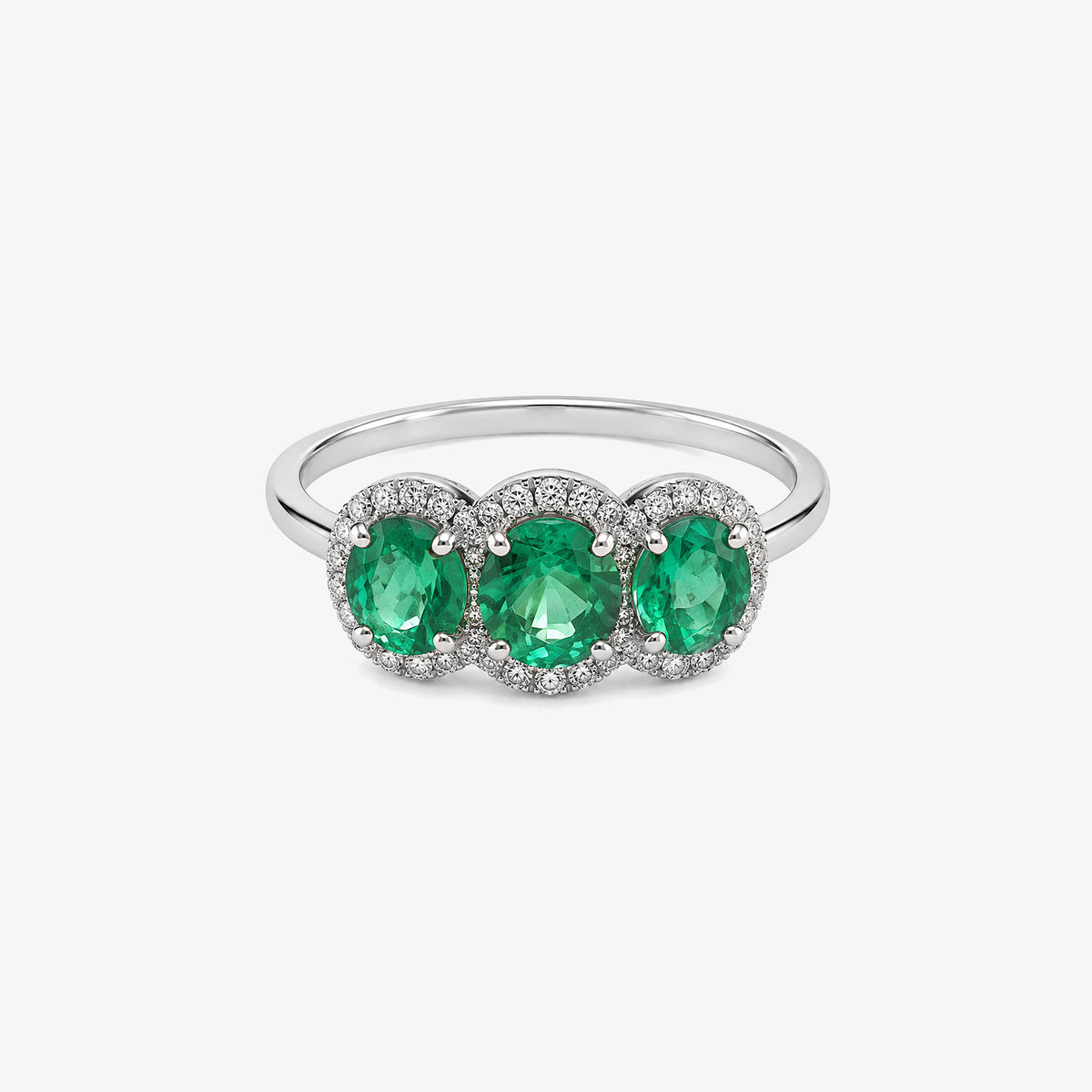 Inel din aur 18K cu smaralde și diamante (1,22 + 0,22 ct)