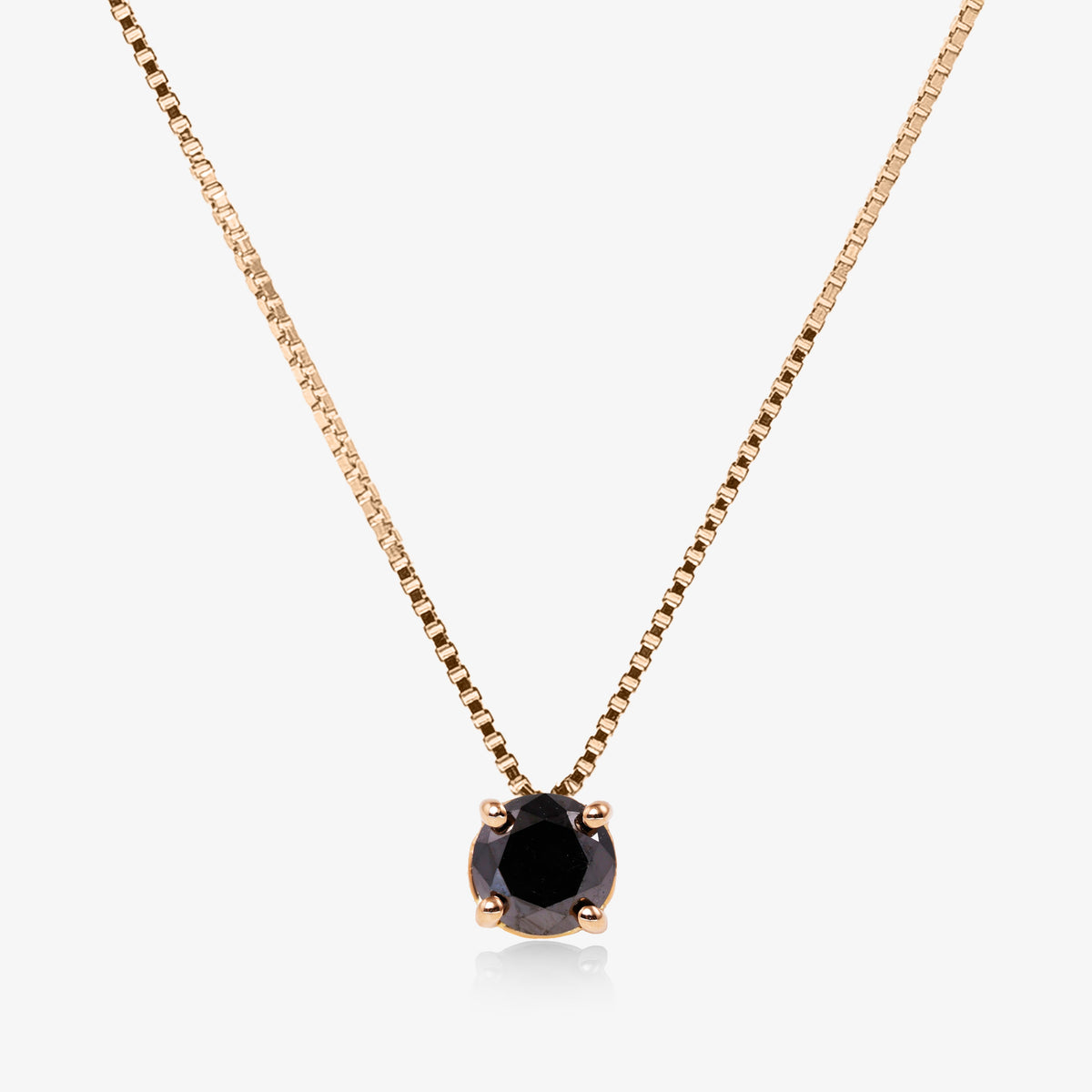 Colier aur roz 18k cu diamant negru