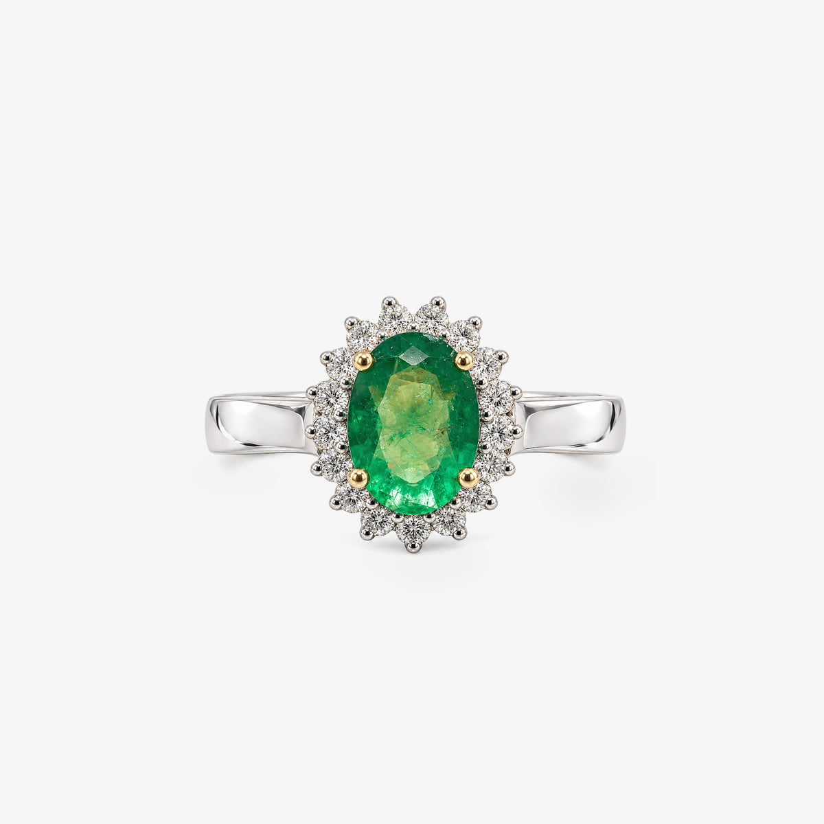 Inel din aur 18K cu smaralde și diamante (0,80 + 0,18 ct)