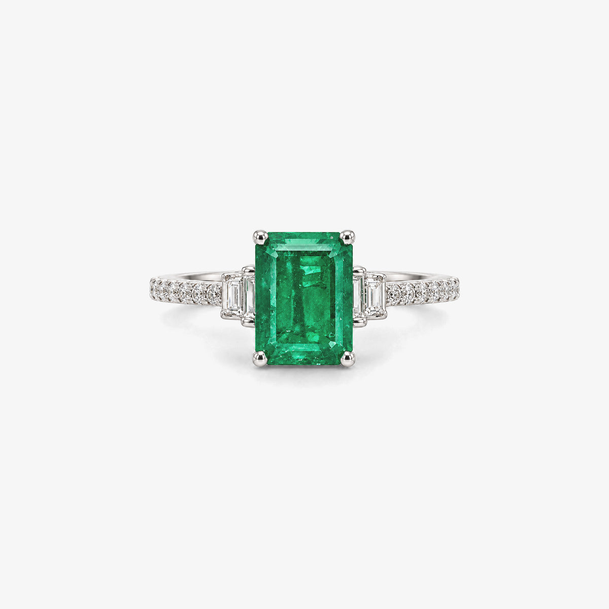 Inel din aur 18K cu smaralde și diamante (1,34 + 0,28 ct)