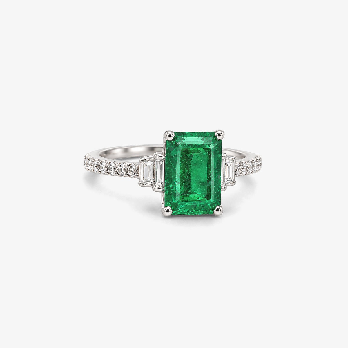 Inel din aur 18K cu smaralde și diamante (1,34 + 0,28 ct)